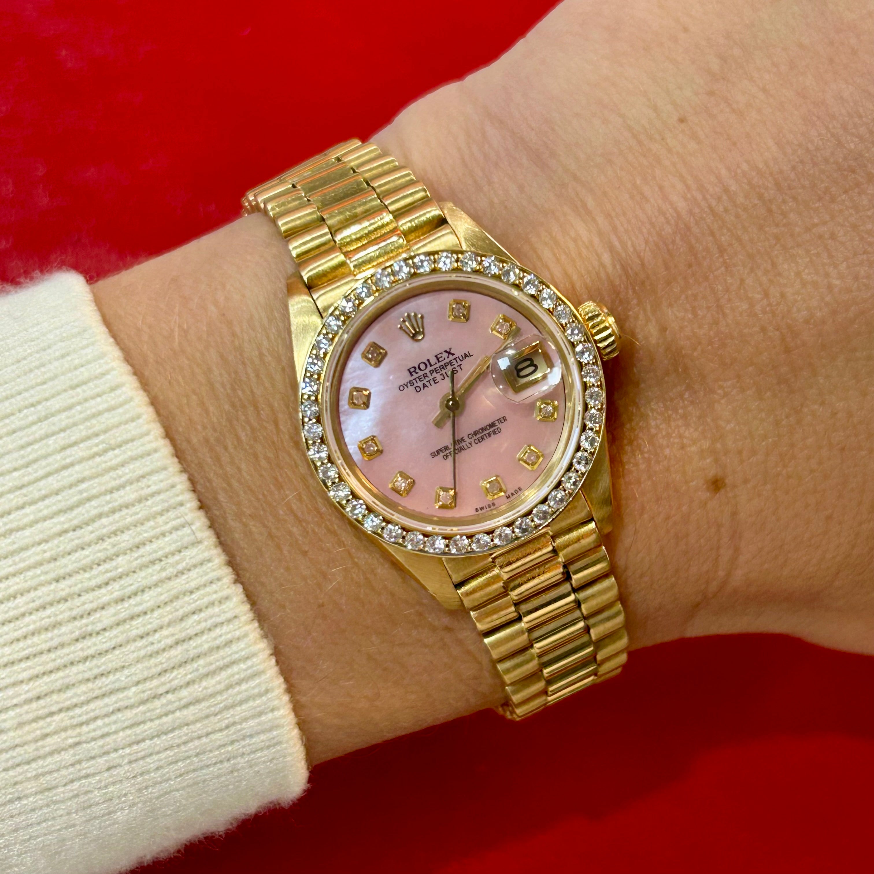 Rolex Lady President Ref 6917 | 26mm | Pink Mother of Pearl Diamond Dial & Bezel Watch