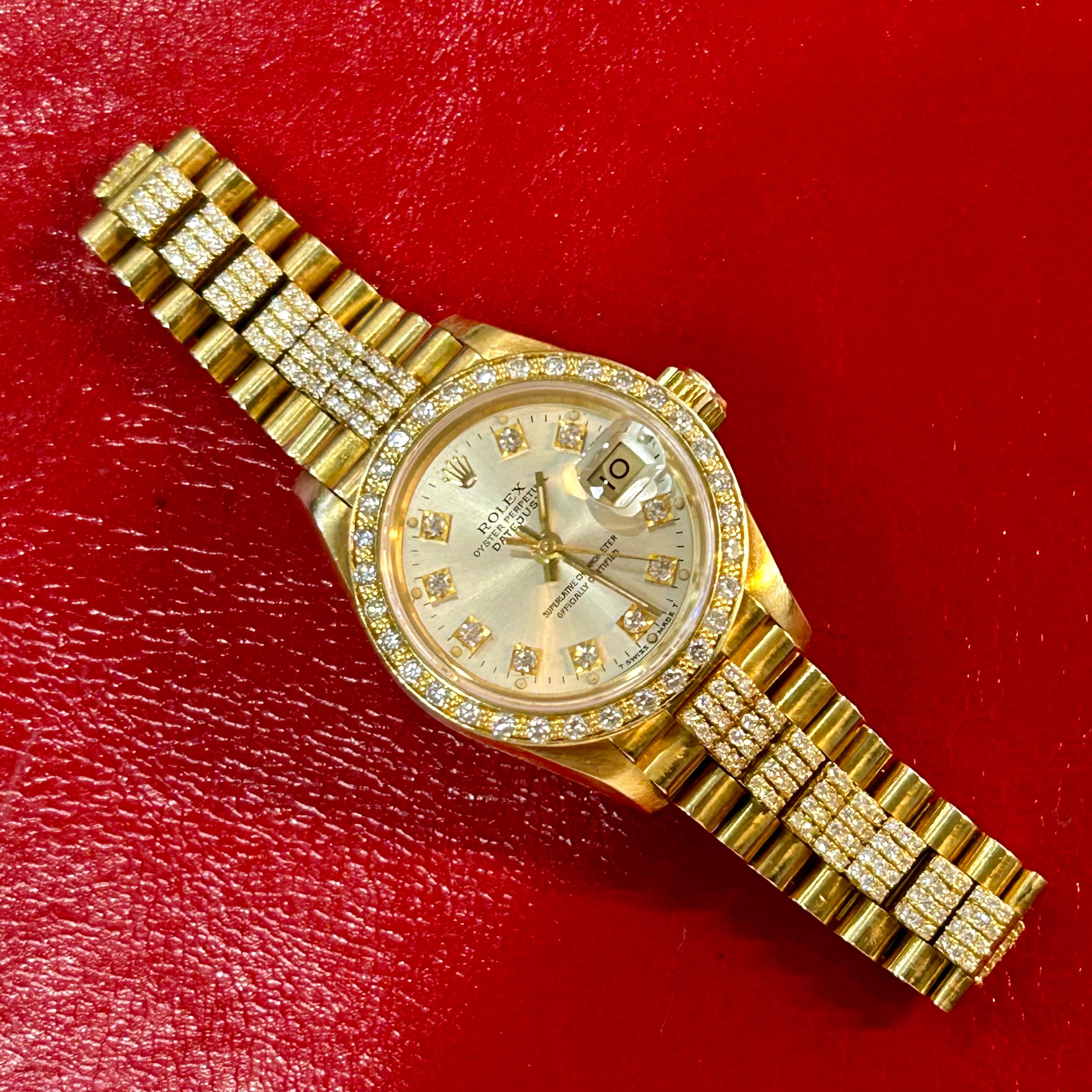 Rolex Lady President Ref 69178 | 26mm | Champagne Diamond Dial | Custom Diamonds