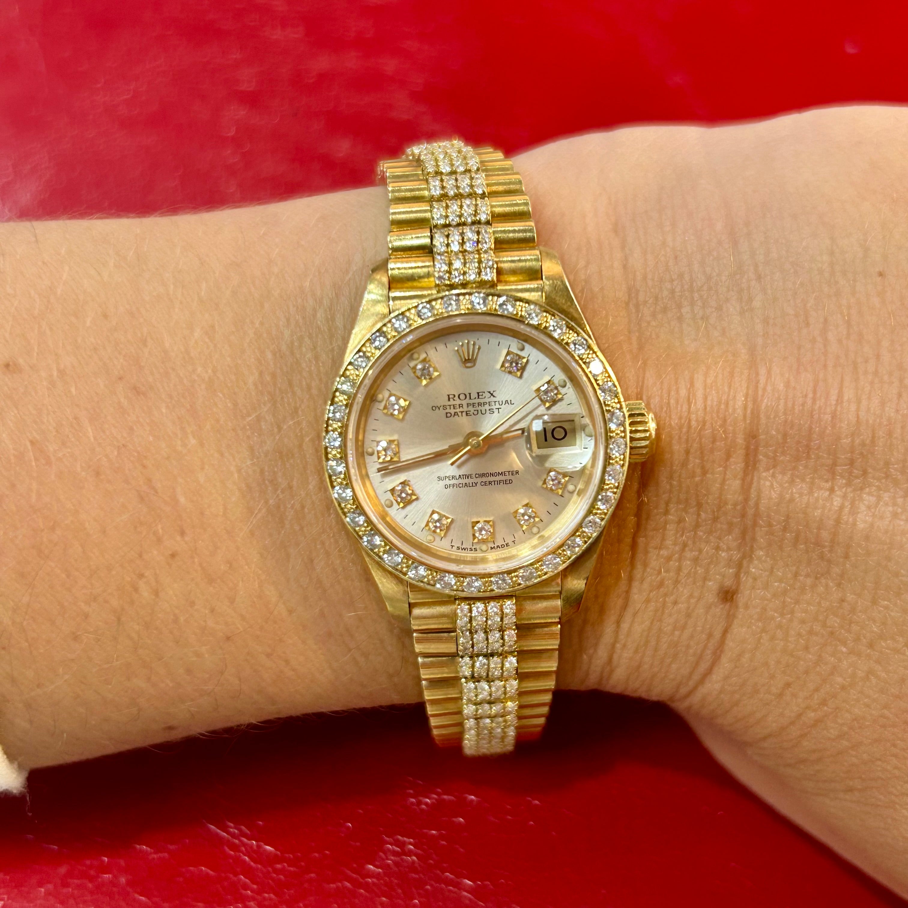 Rolex Lady President Ref 69178 | 26mm | Champagne Diamond Dial | Custom Diamonds
