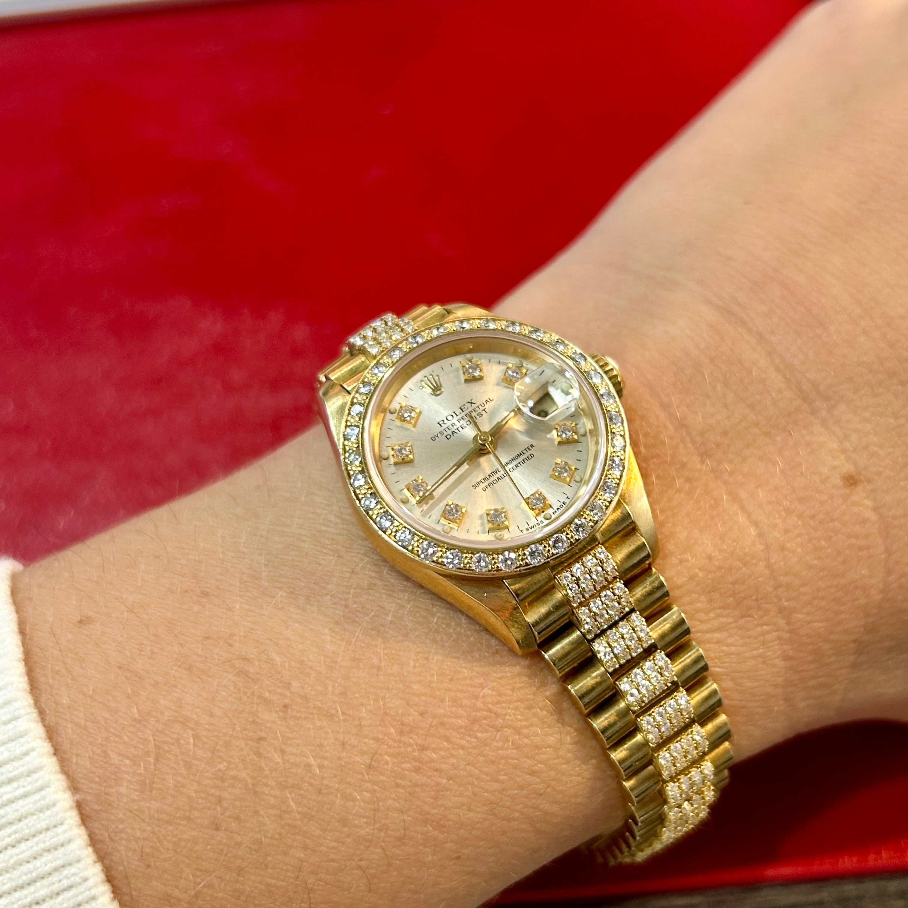 Rolex Lady President Ref 69178 | 26mm | Champagne Diamond Dial | Custom Diamonds
