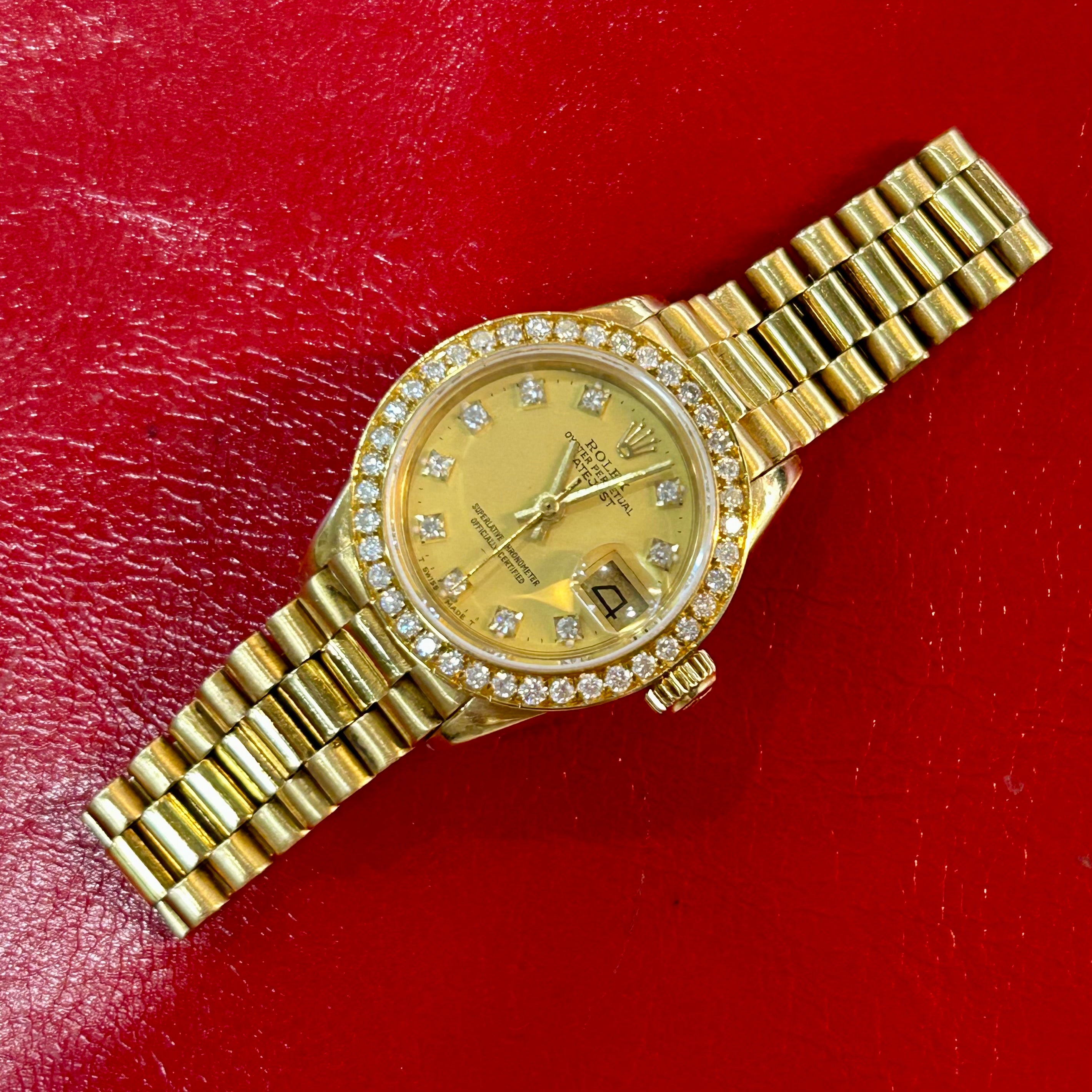 Rolex Lady President Ref 6917 | 26mm | Champagne Diamond Dial & Diamond Bezel Watch