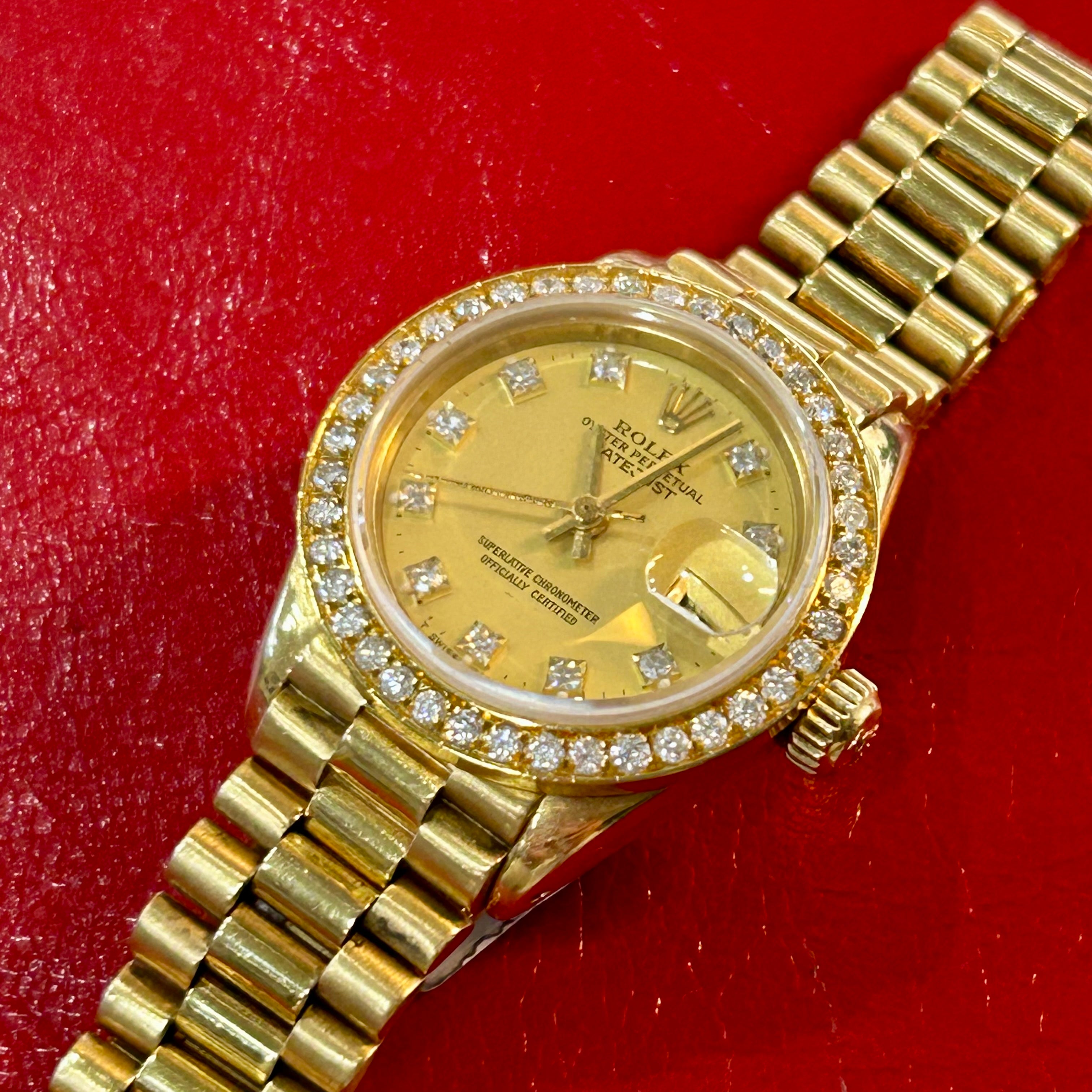 Rolex Lady President Ref 6917 | 26mm | Champagne Diamond Dial & Diamond Bezel Watch