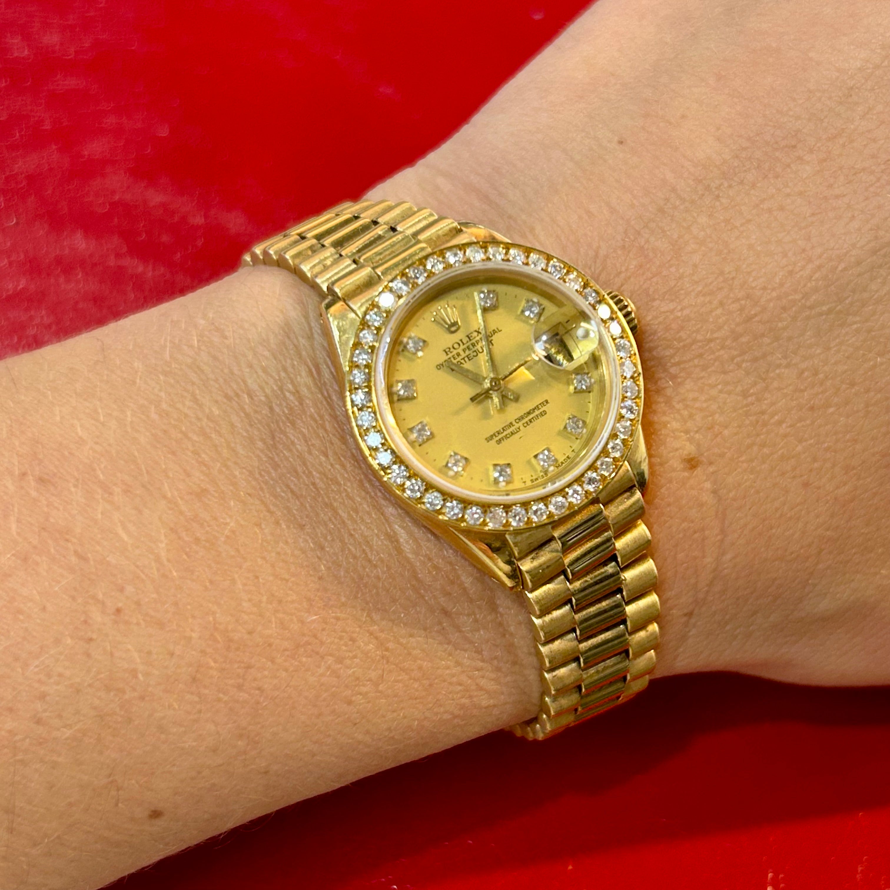 Rolex Lady President Ref 6917 | 26mm | Champagne Diamond Dial & Diamond Bezel Watch