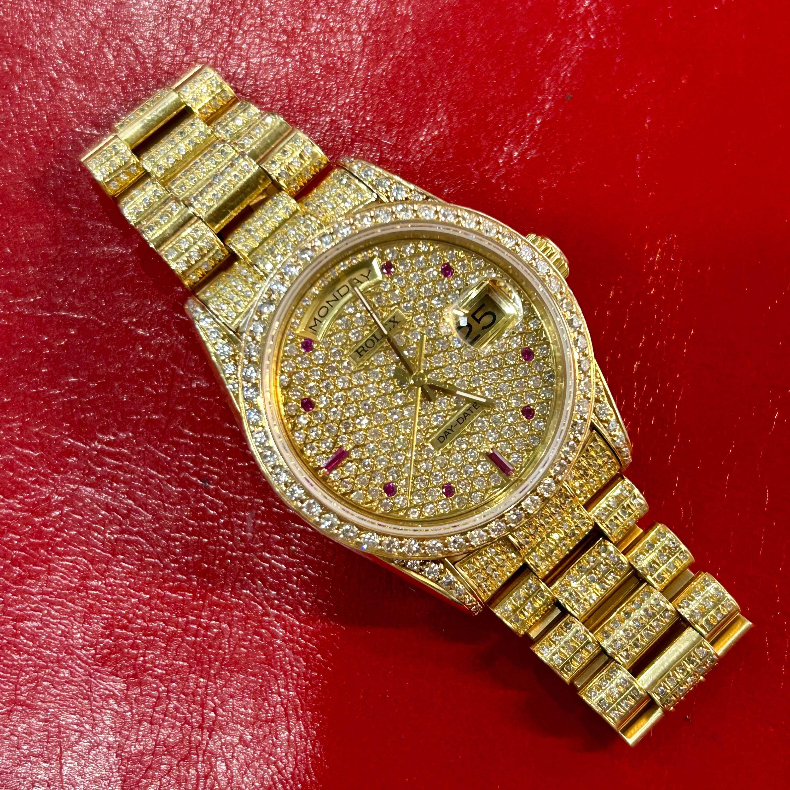 Rolex Men's President Ref 18238 | 36mm | Pave Dial & Diamond Bezel Watch