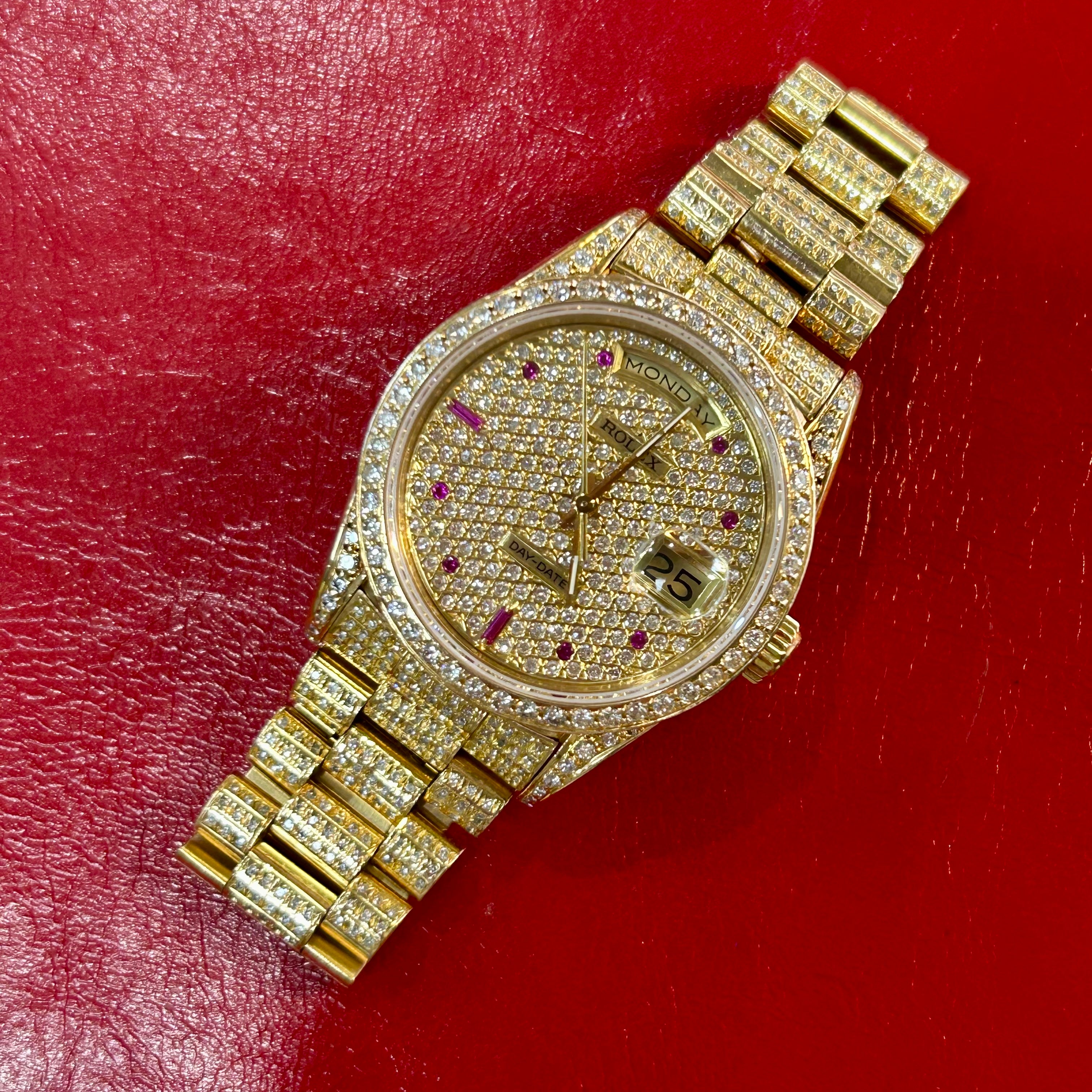 Rolex Men's President Ref 18238 | 36mm | Pave Dial & Diamond Bezel Watch