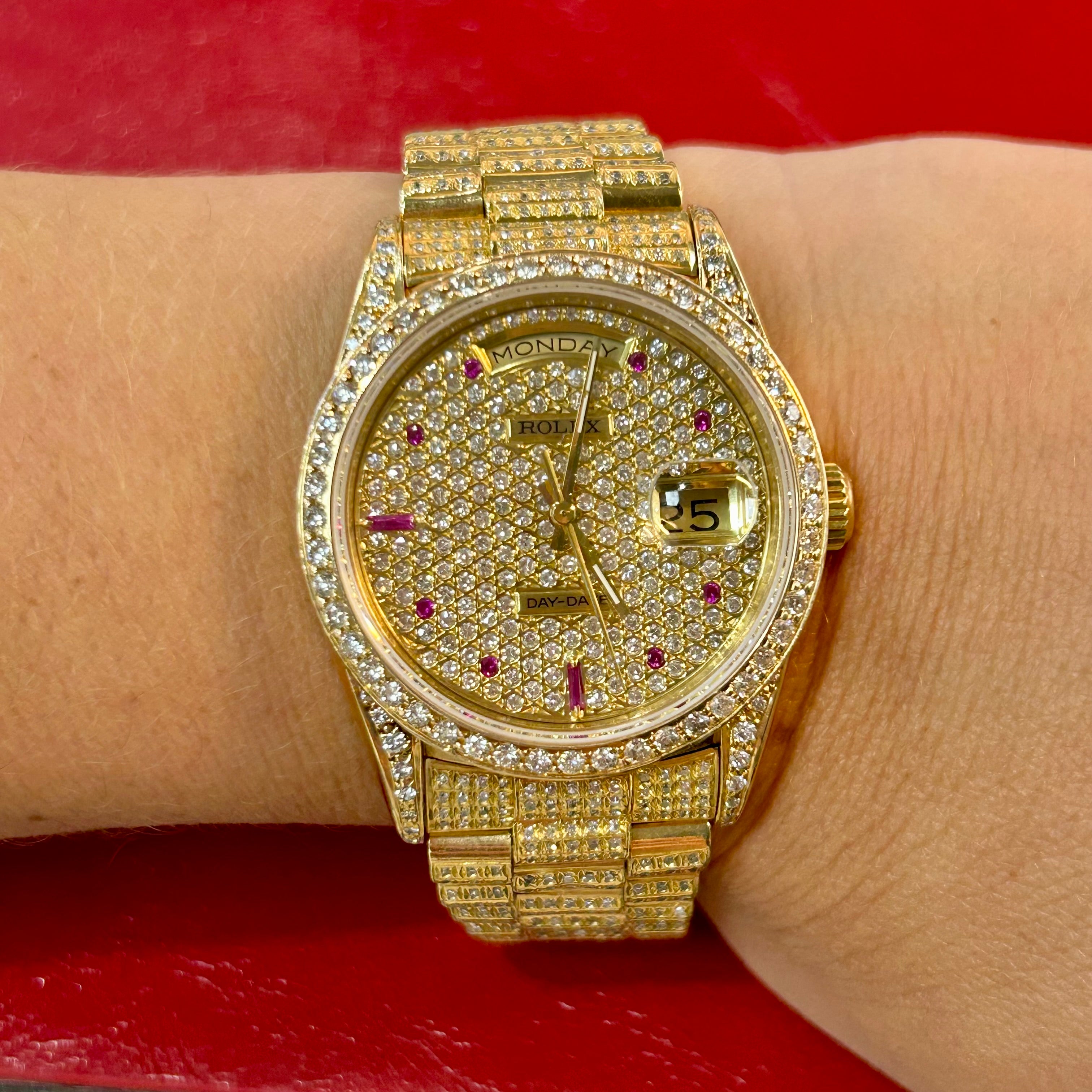 Rolex Men's President Ref 18238 | 36mm | Pave Dial & Diamond Bezel Watch