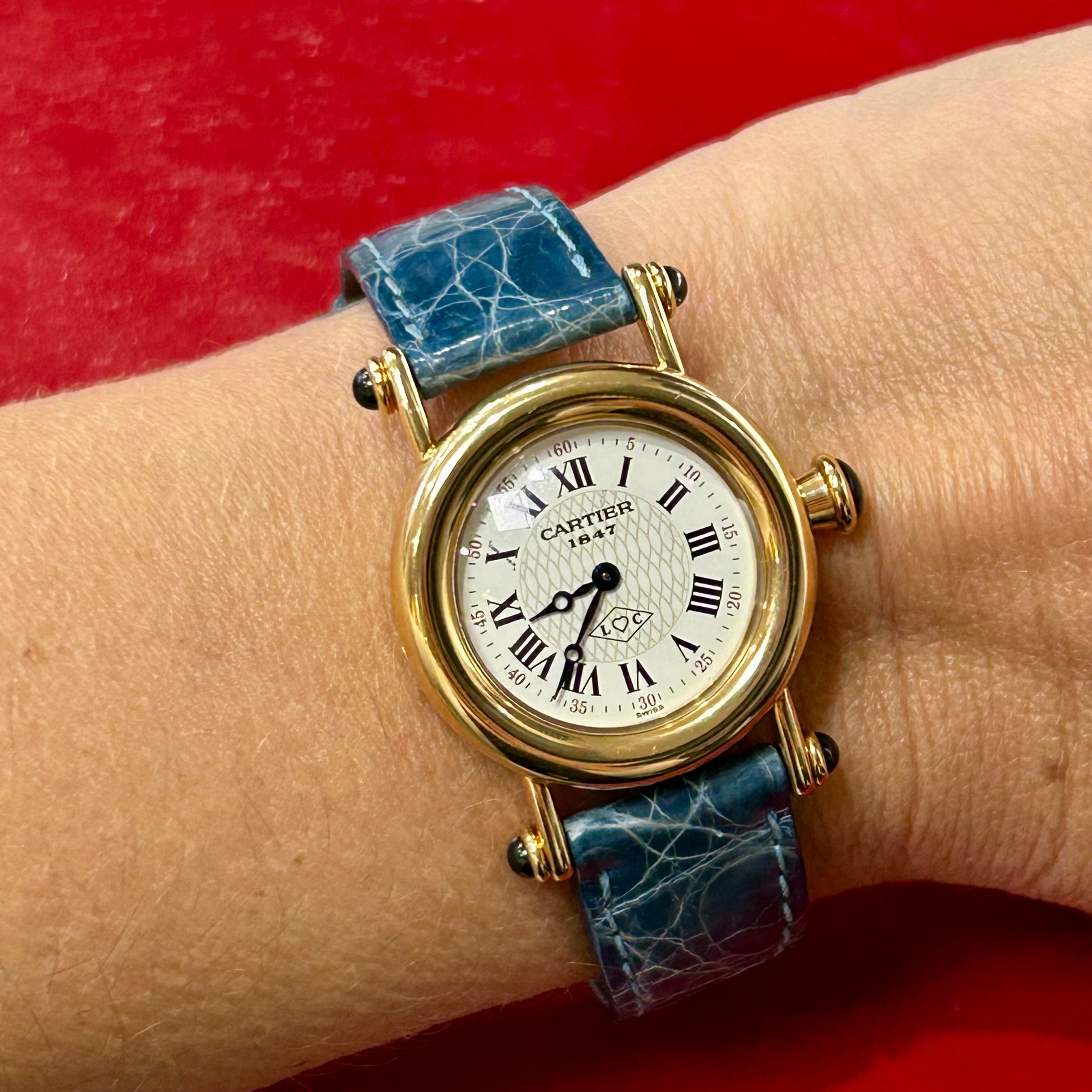 Cartier Diabolo 150th Anniversary Special Edition | 27.5mm | 18k Yellow Gold | Blue leather Strap