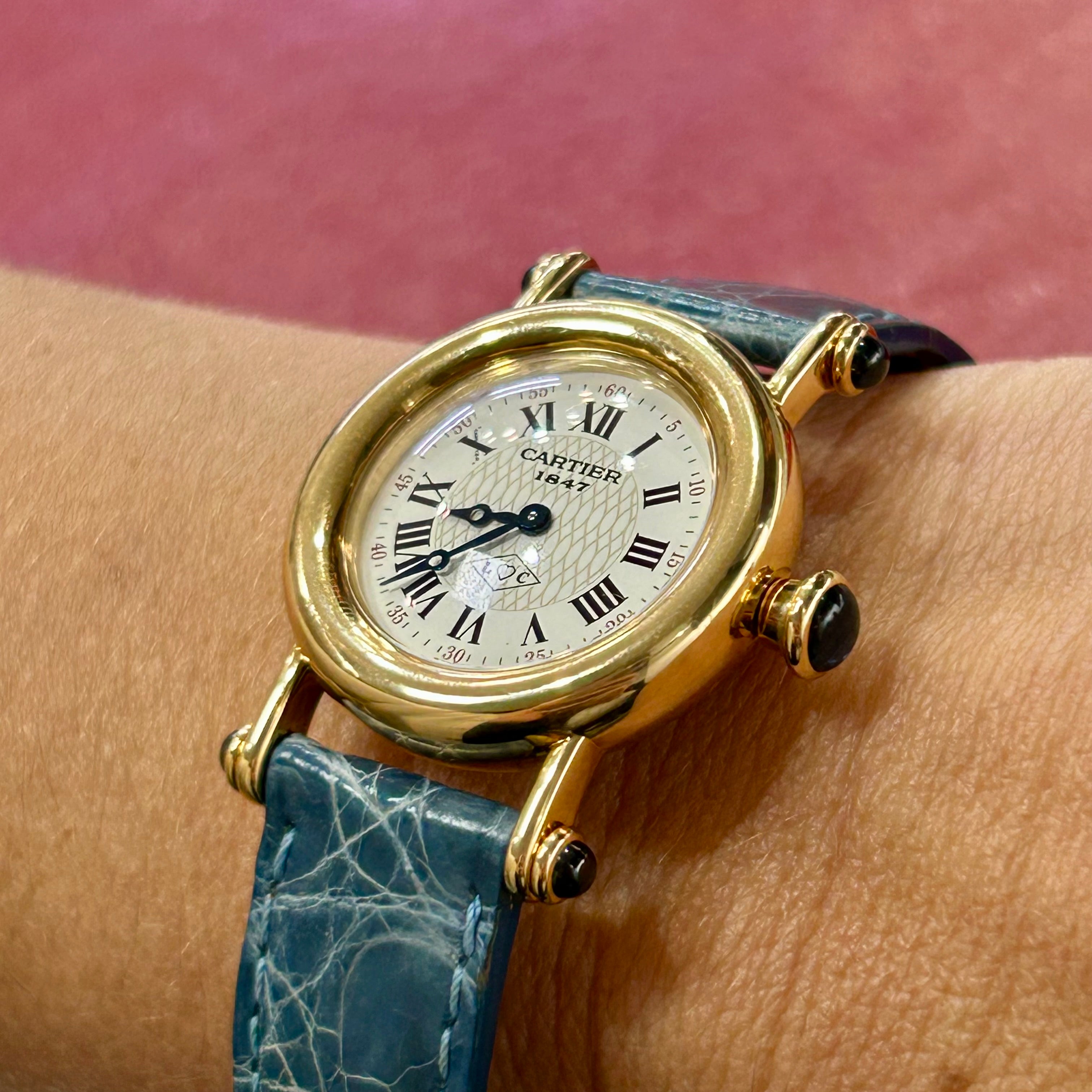Cartier Diabolo 150th Anniversary Special Edition | 27.5mm | 18k Yellow Gold | Blue leather Strap
