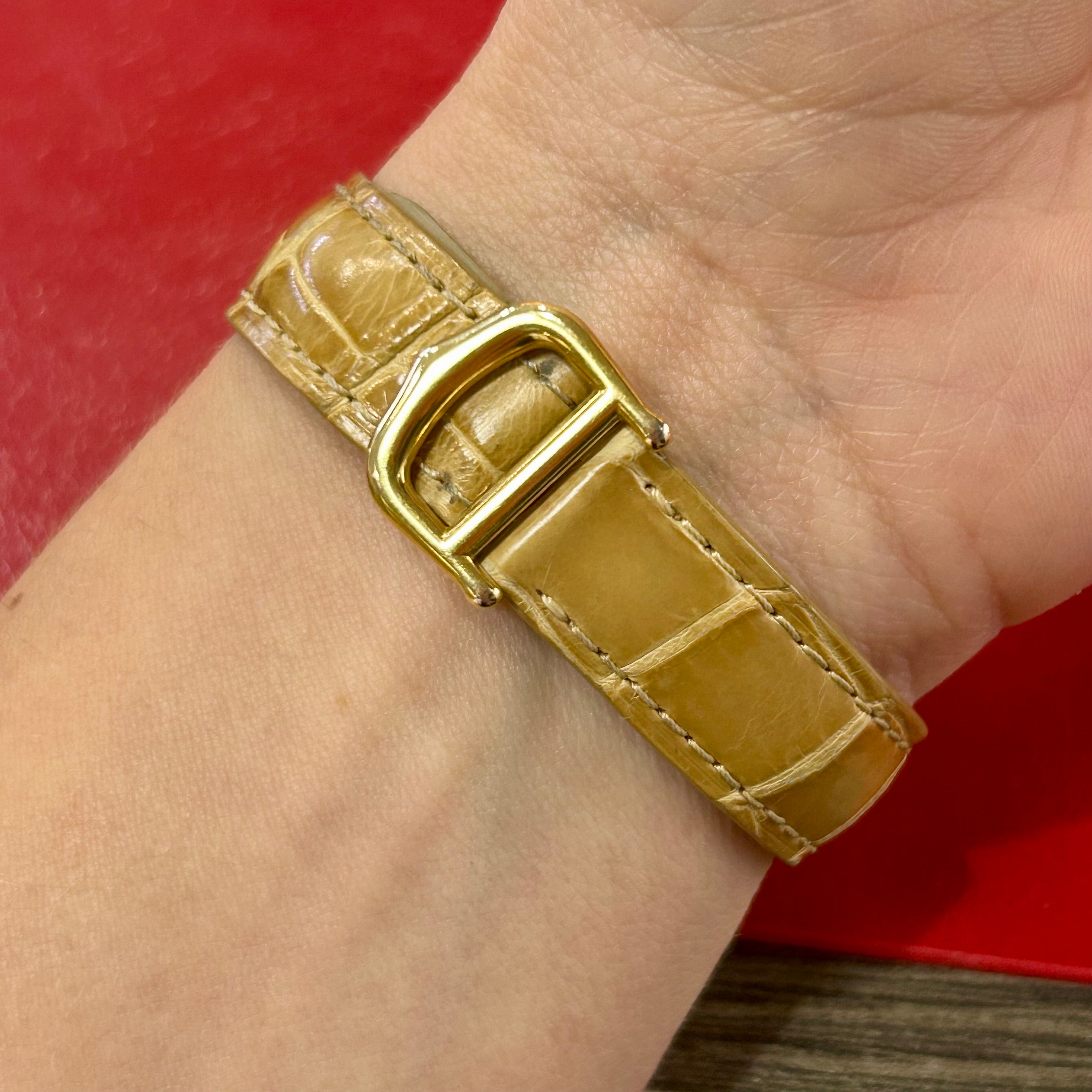 Vintage Cartier Must De Tank Vermeil | 20.5 mm | Light Brown Leather Strap Watch