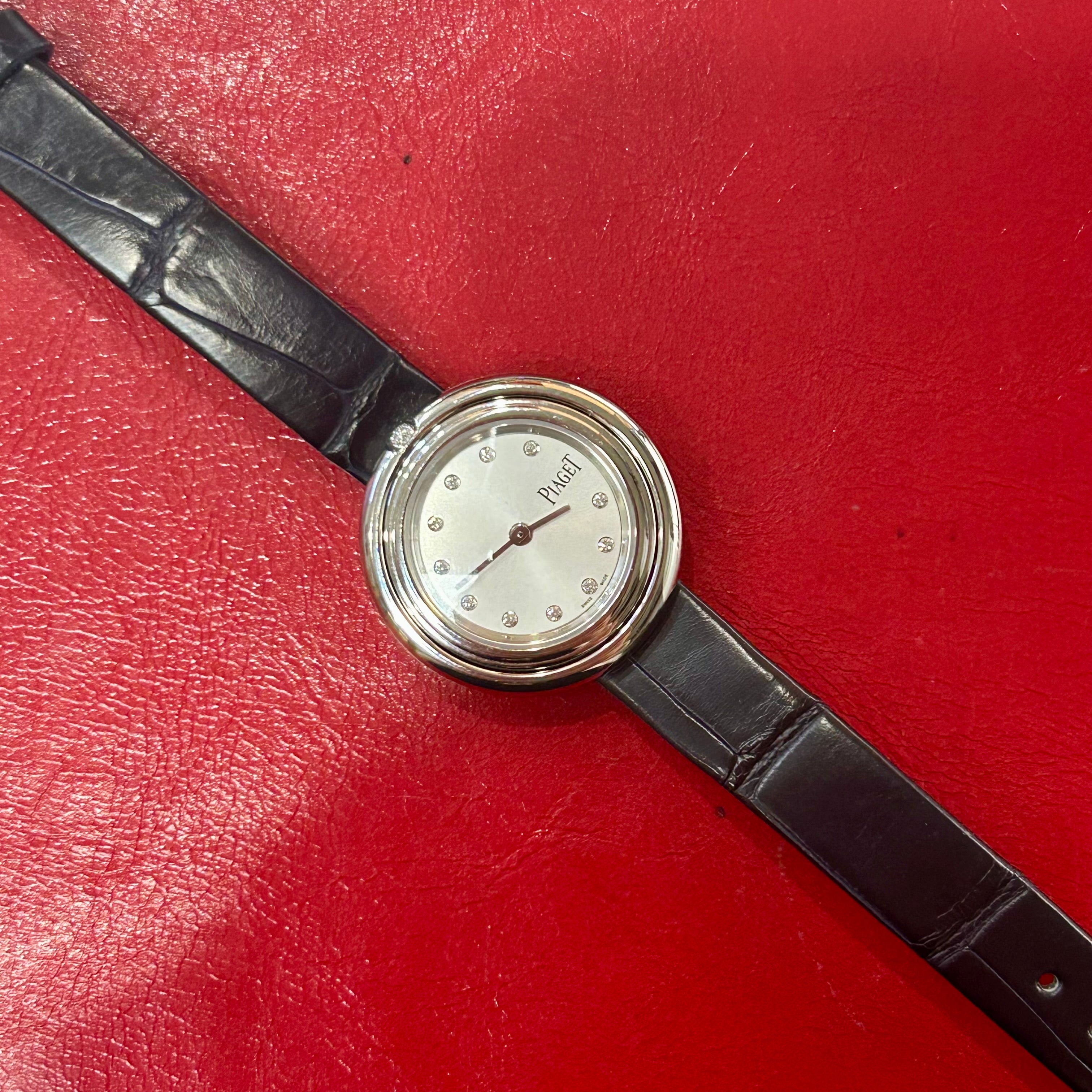 Piaget Possesion Diamond Dial Watch | 29 mm | Black Leather Strap Watch