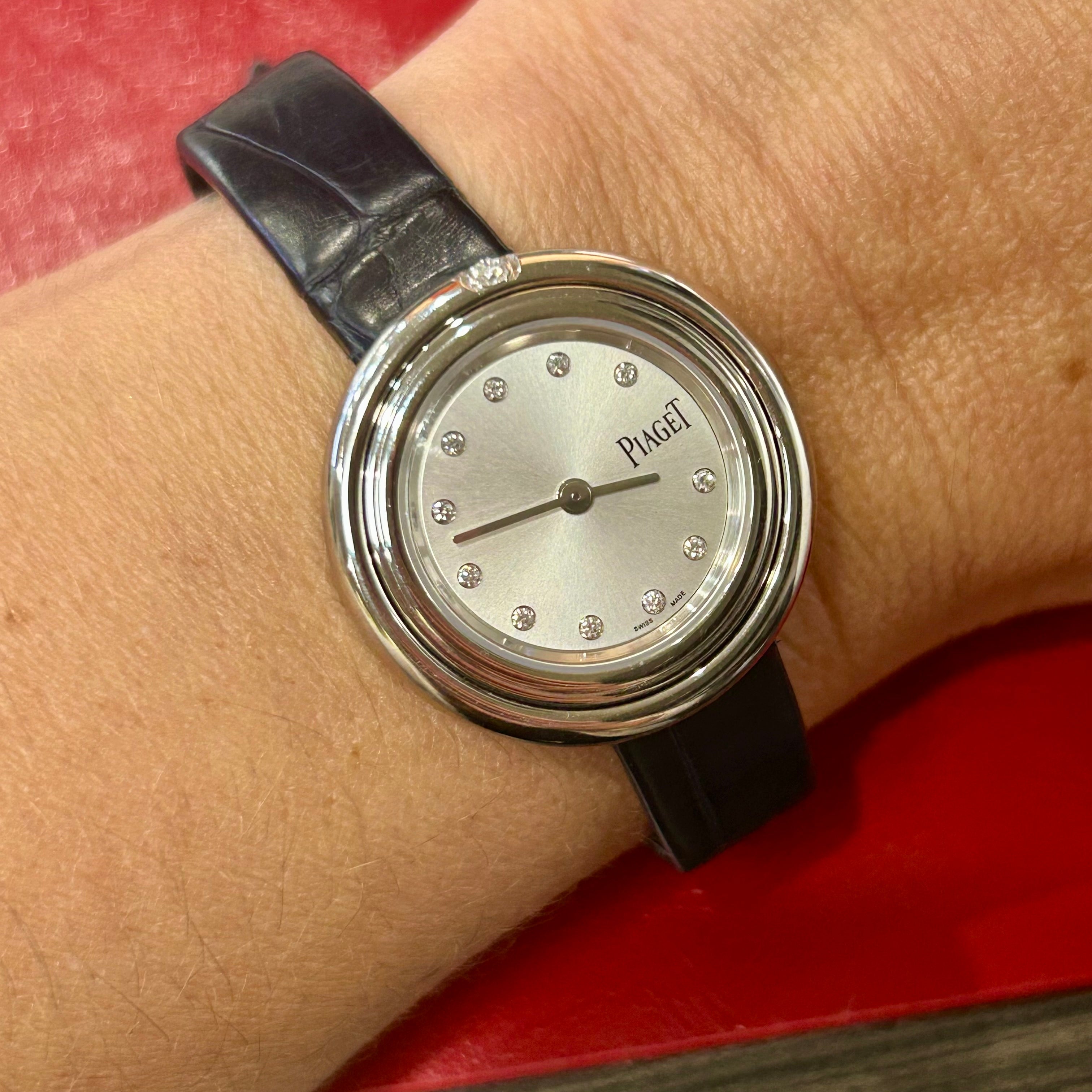 Piaget Possesion Diamond Dial Watch | 29 mm | Black Leather Strap Watch
