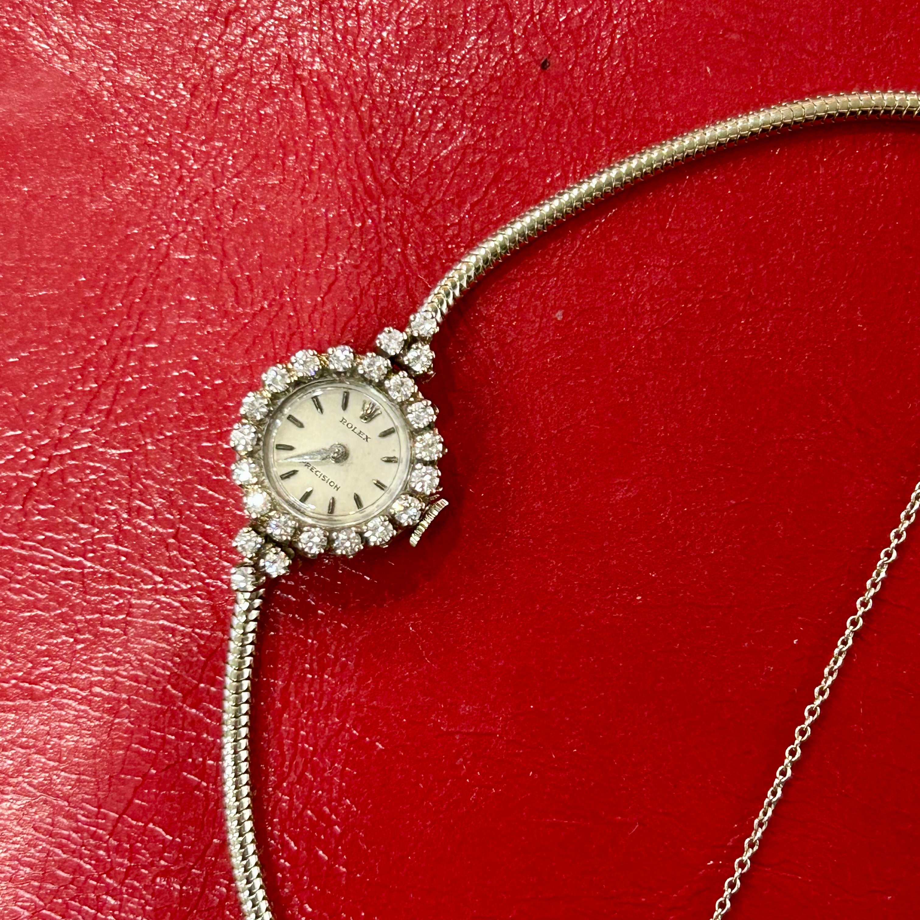 Vintage Rolex Ladies Cocktail Watch | 16.2mm | 18k White Gold with Diamonds