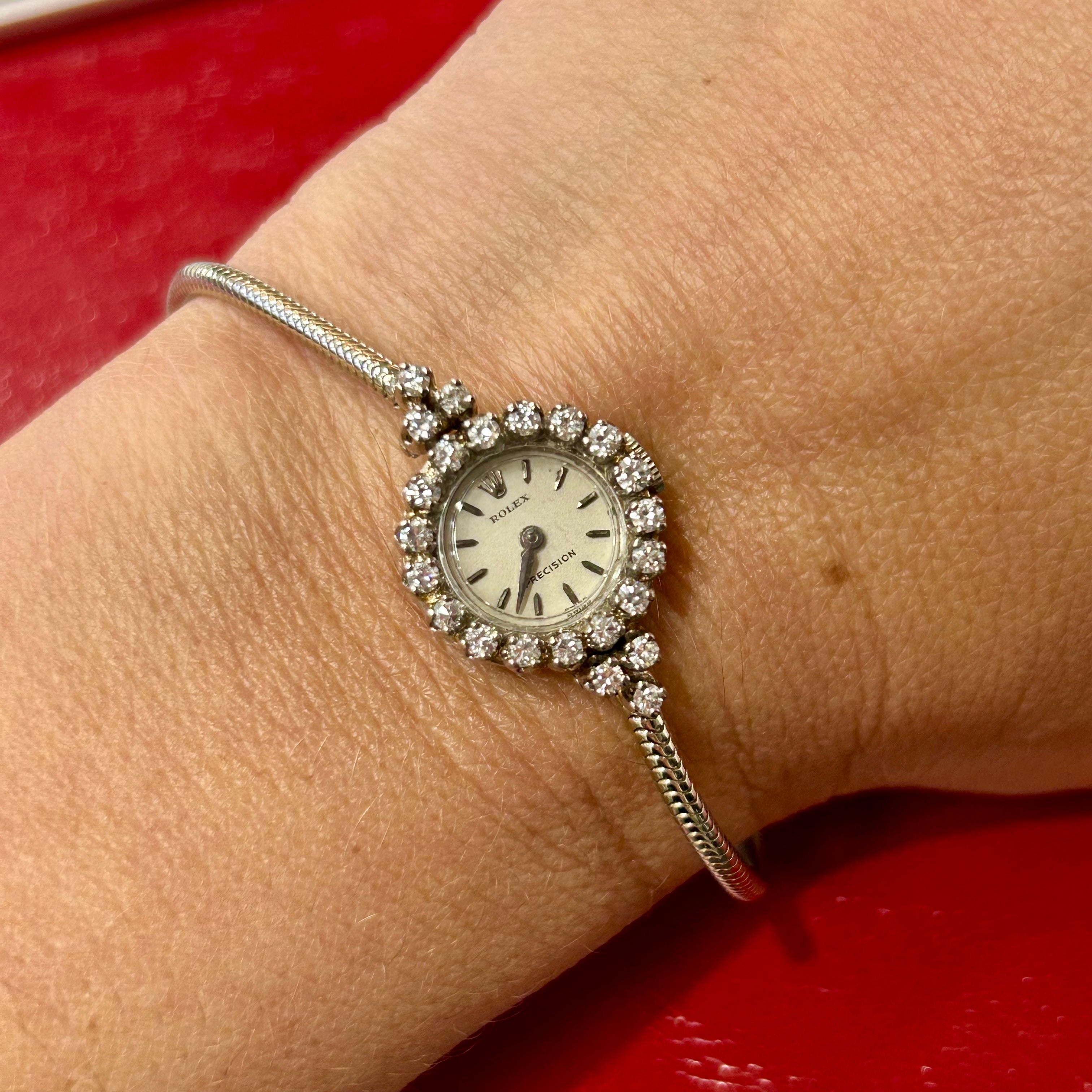 Vintage Rolex Ladies Cocktail Watch | 16.2mm | 18k White Gold with Diamonds