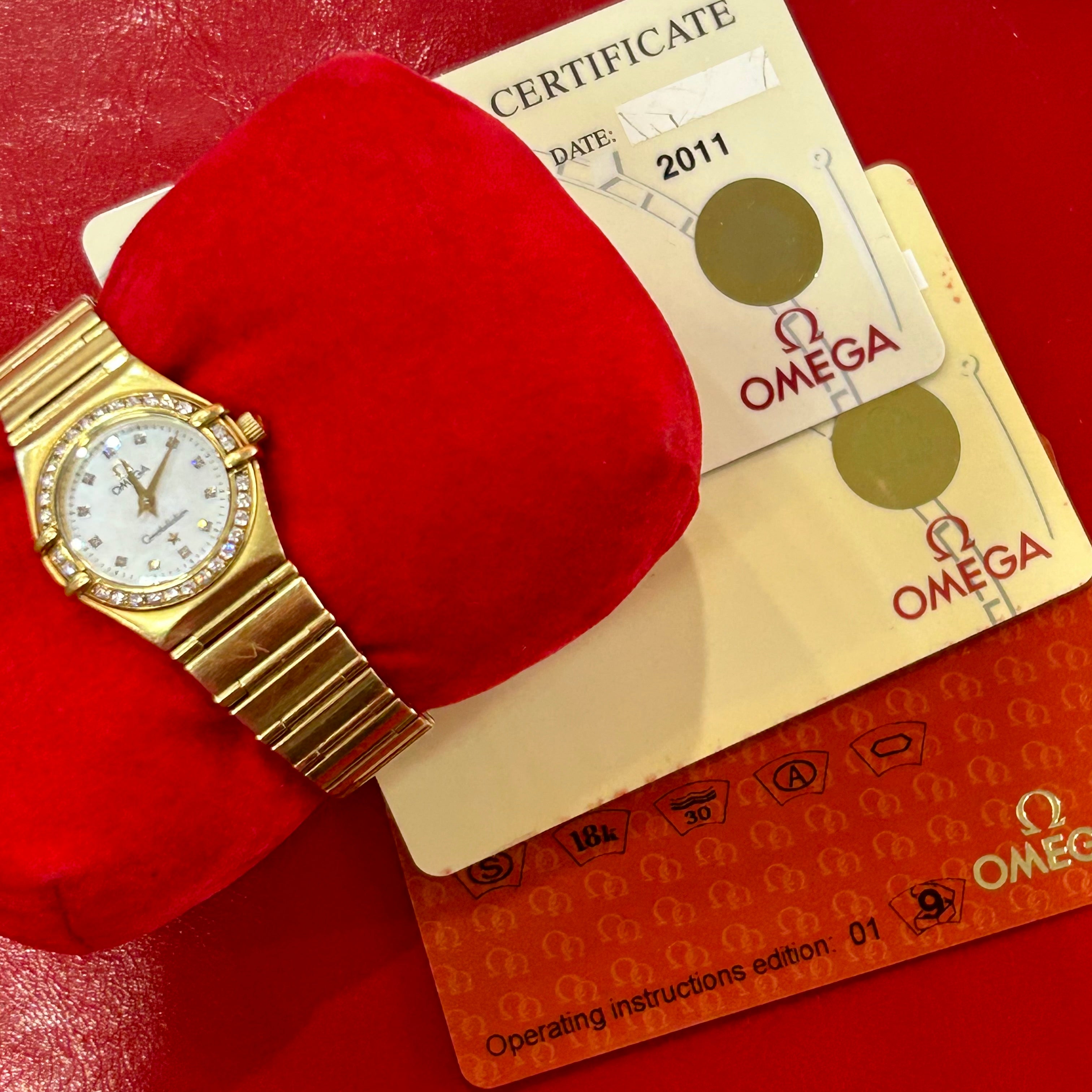Omega Constellation Ref 1167.75.00 | 22.5mm | Diamond Bezel | 18k Yellow Gold | Complete Set |