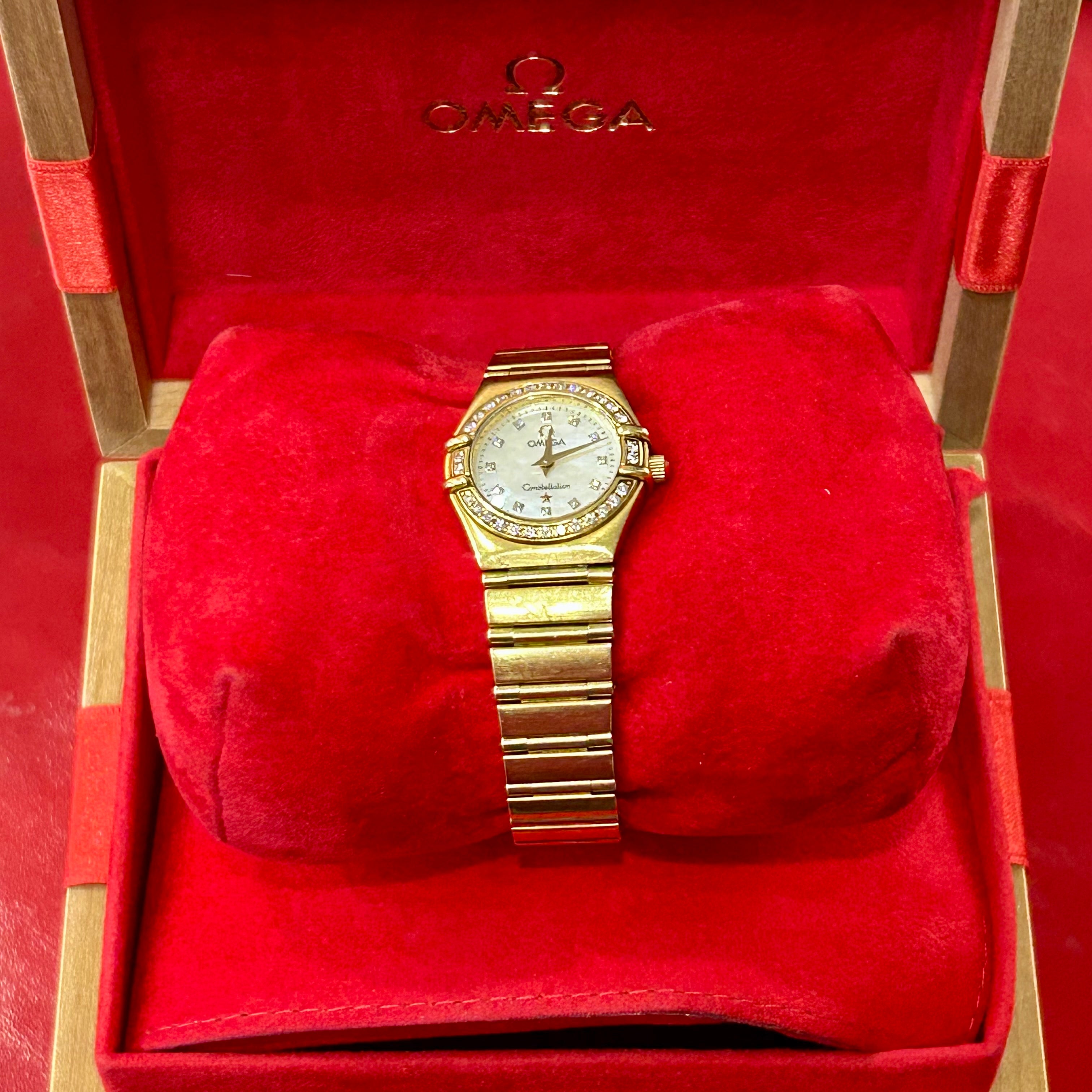 Omega Constellation Ref 1167.75.00 | 22.5mm | Diamond Bezel | 18k Yellow Gold | Complete Set |