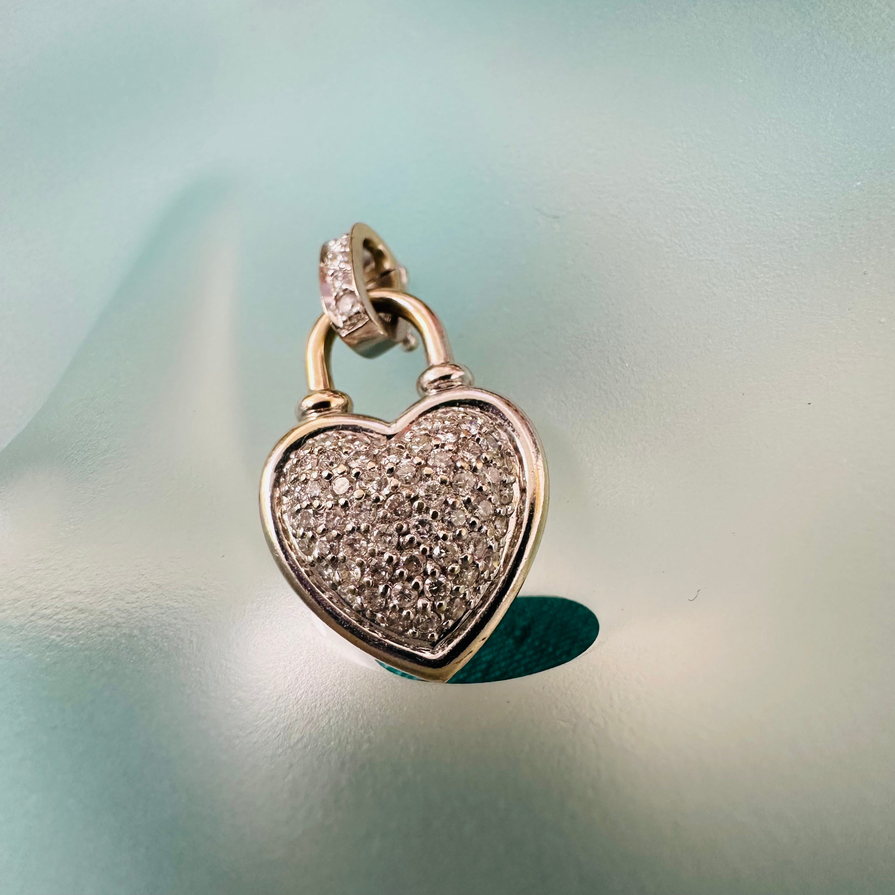 18K White Gold Diamond Heart Charm