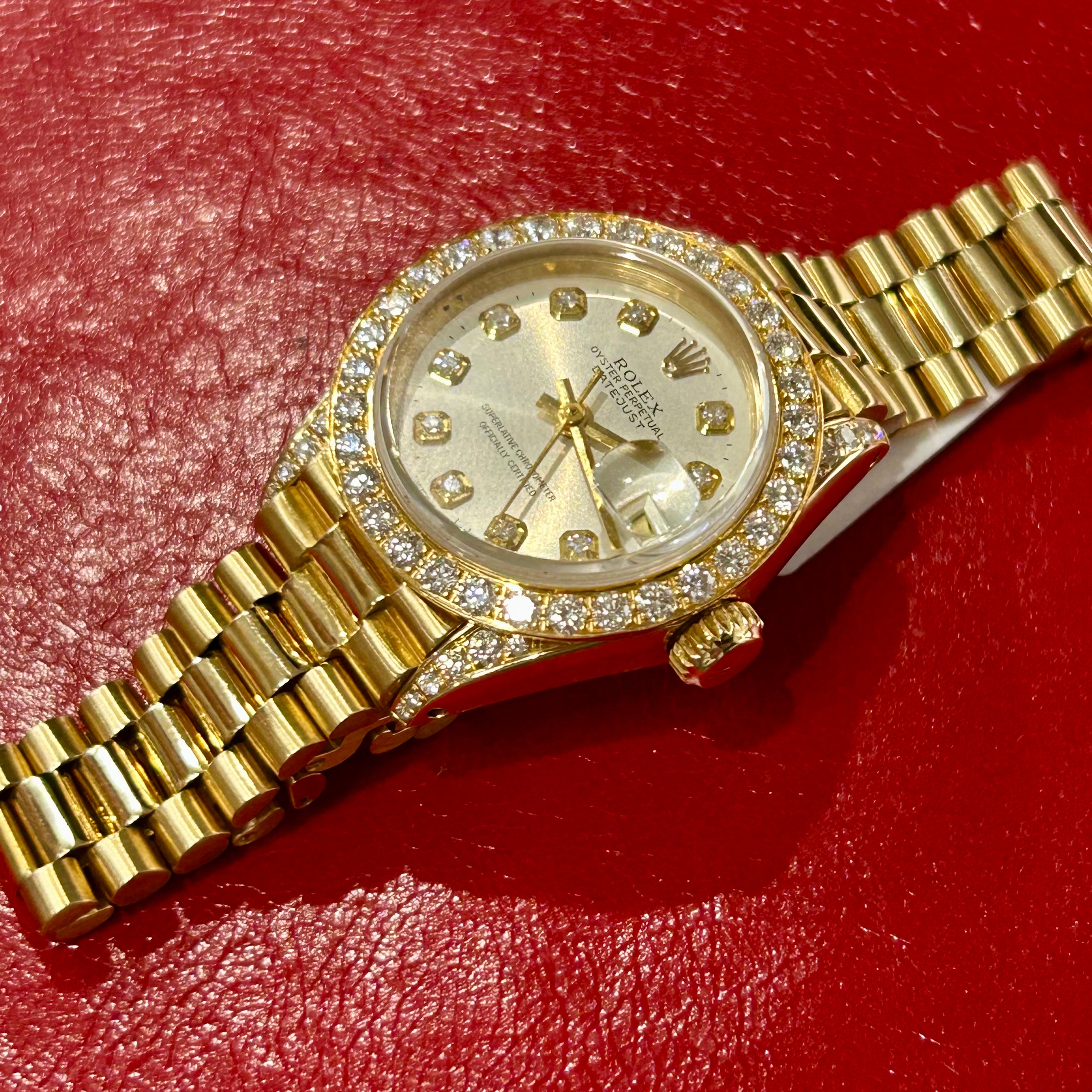 Rolex Lady President Ref 6917 | 26mm | Silver Diamond Dial | Custom Diamonds