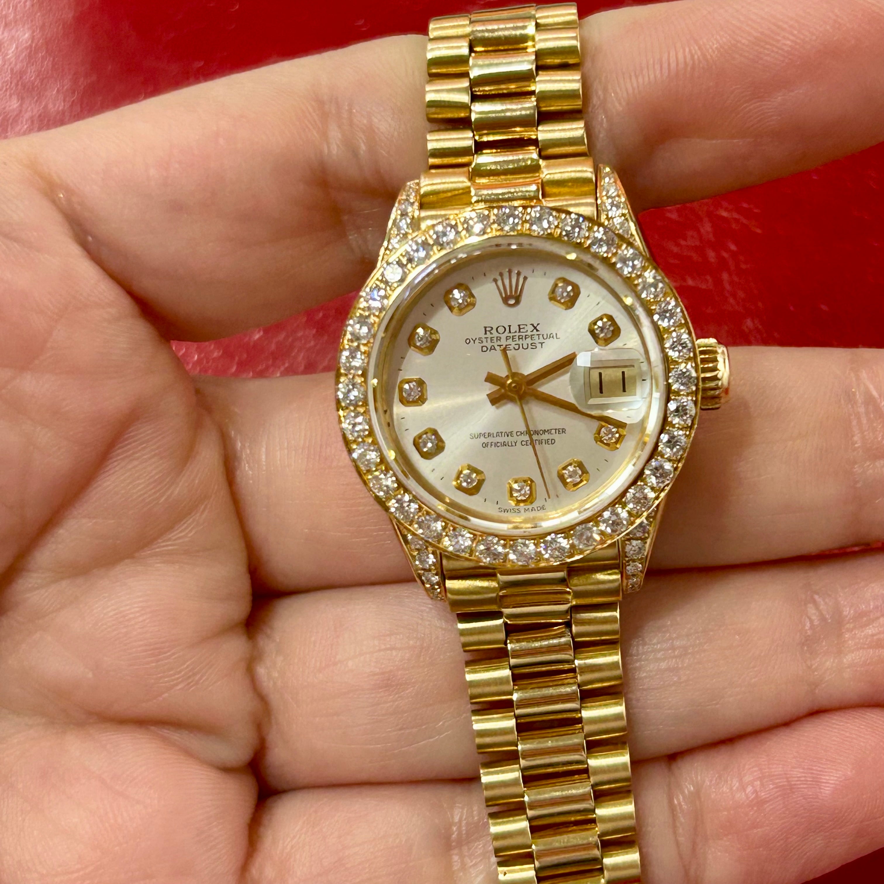 Rolex Lady President Ref 6917 | 26mm | Silver Diamond Dial | Custom Diamonds