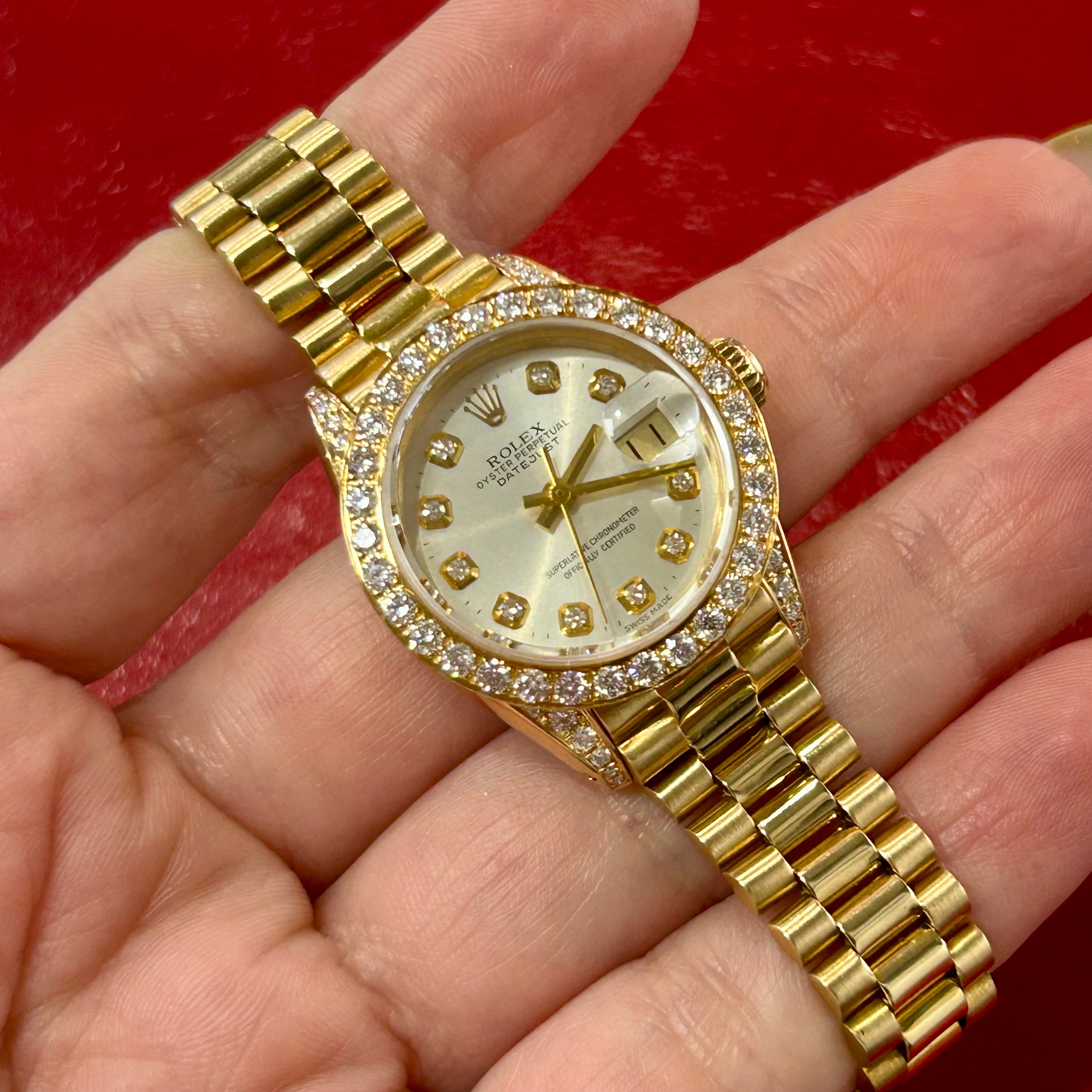 Rolex Lady President Ref 6917 | 26mm | Silver Diamond Dial | Custom Diamonds