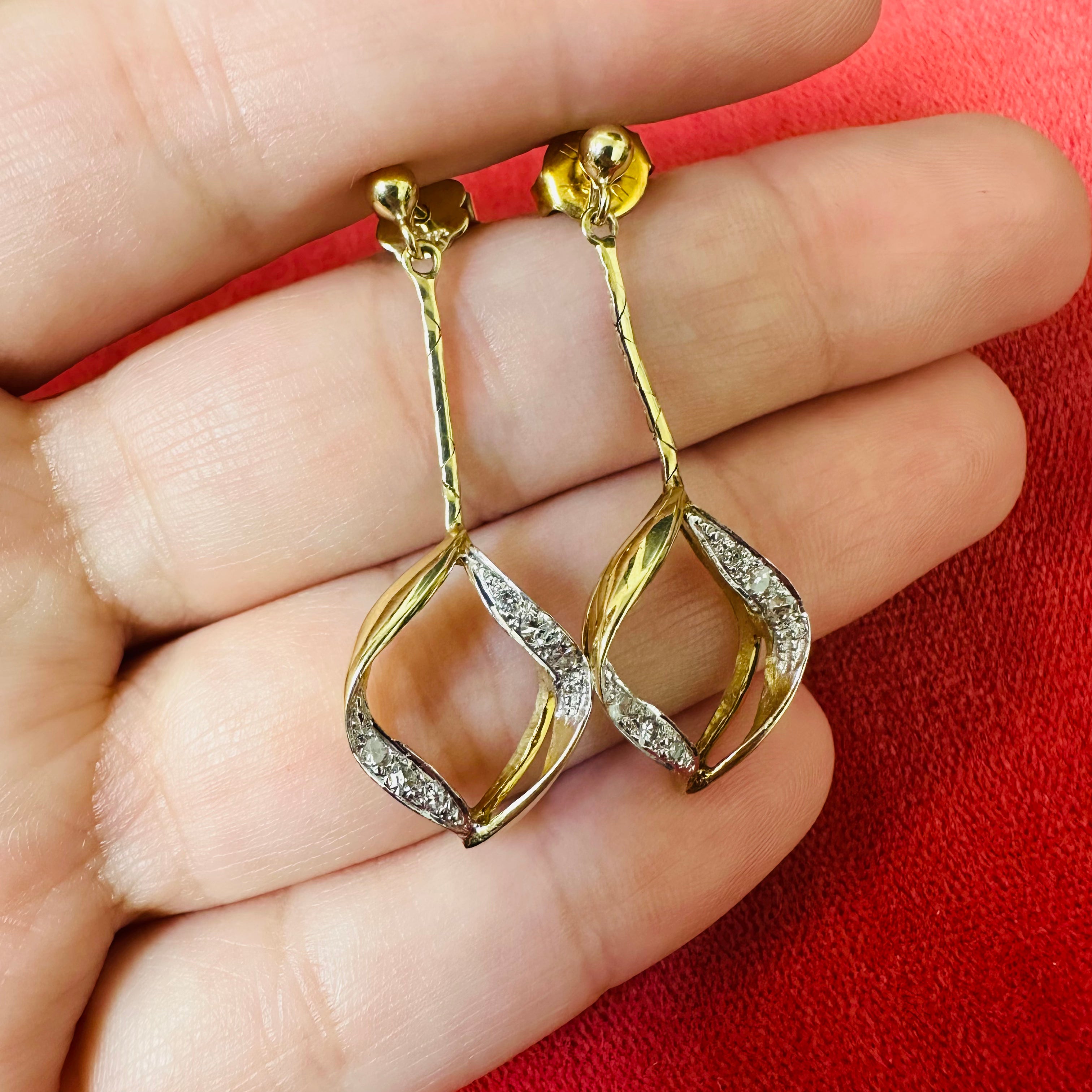 18K Vintage Diamond Drop Earrings