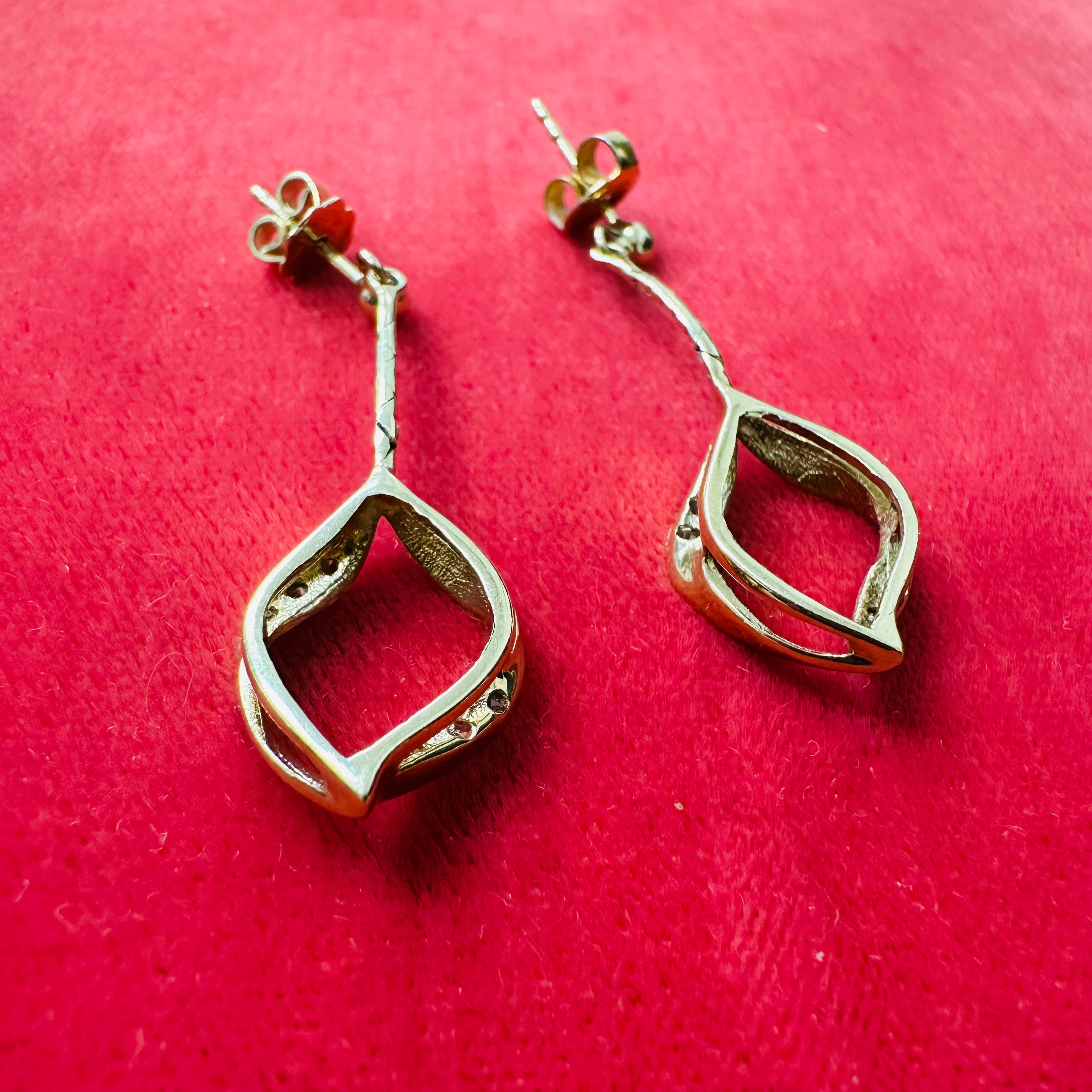 18K Vintage Diamond Drop Earrings