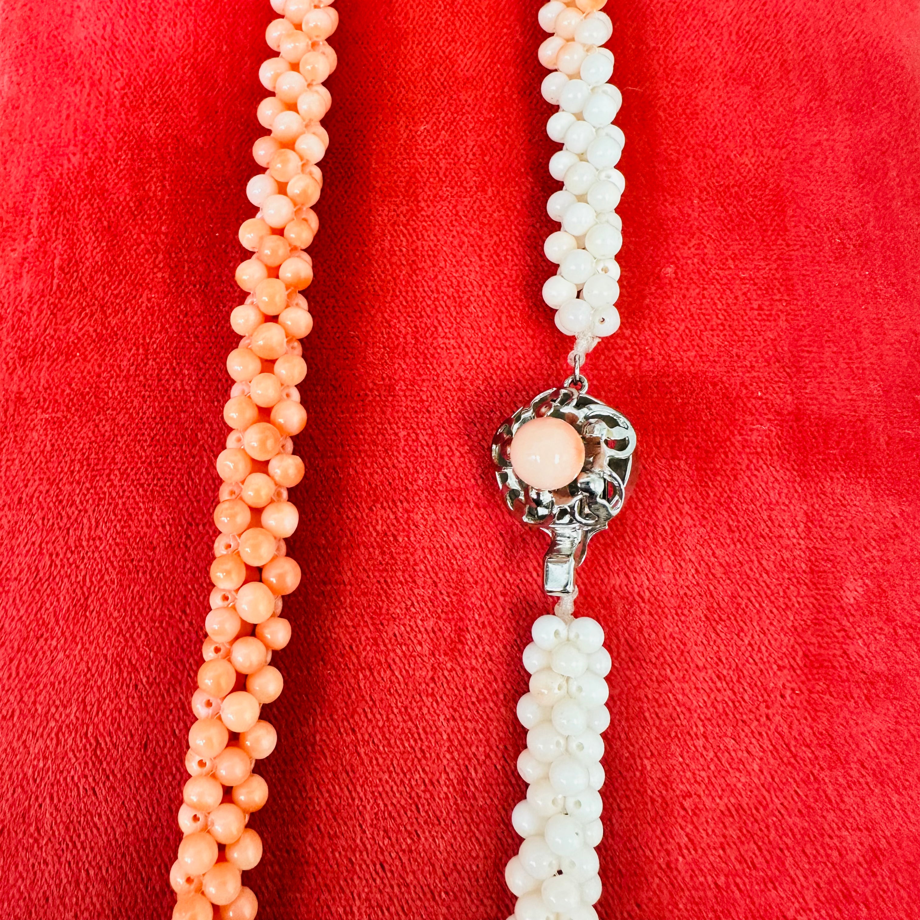 Sterling Silver & Coral Ombre Woven Necklace