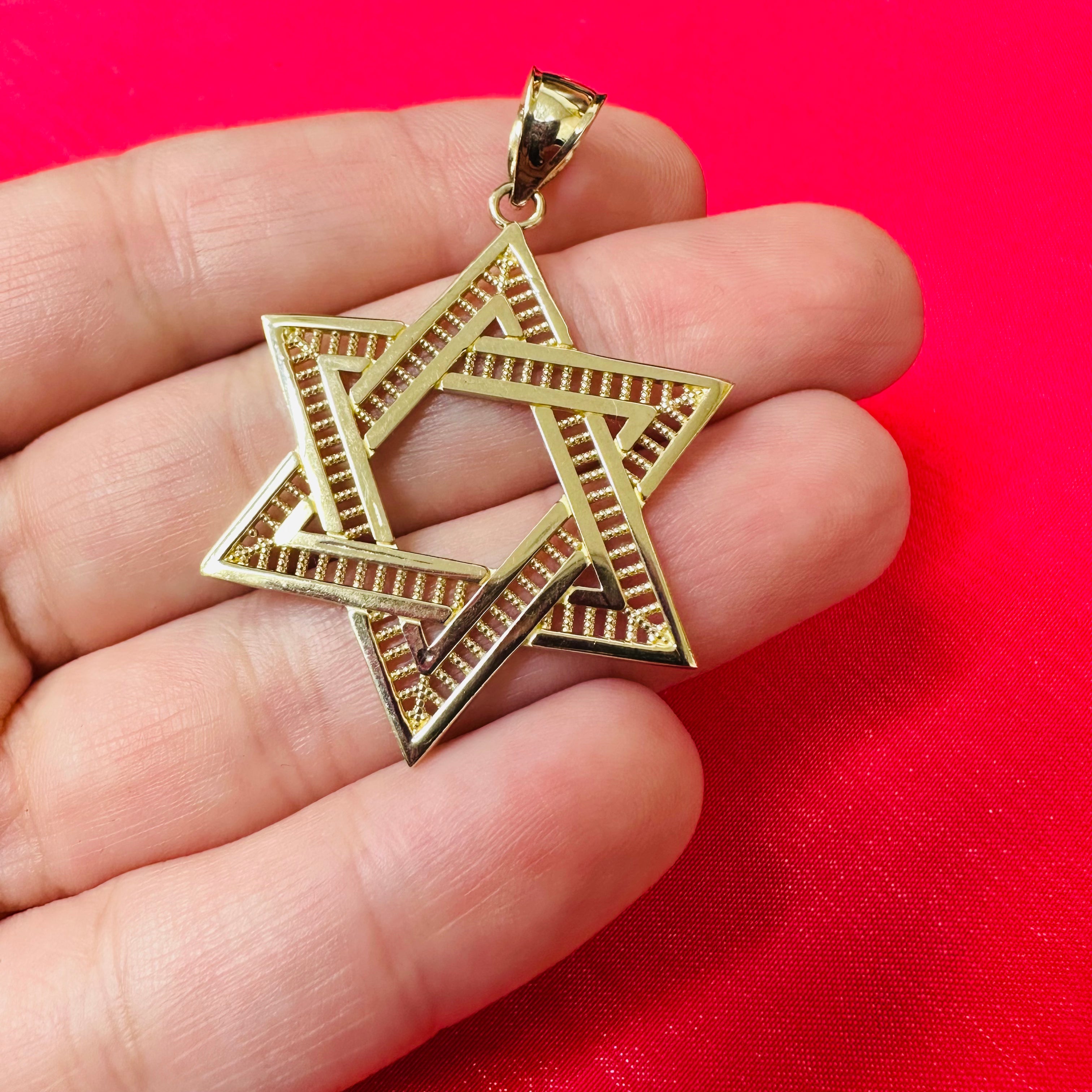 14K Yellow Gold Star of David 1.75"