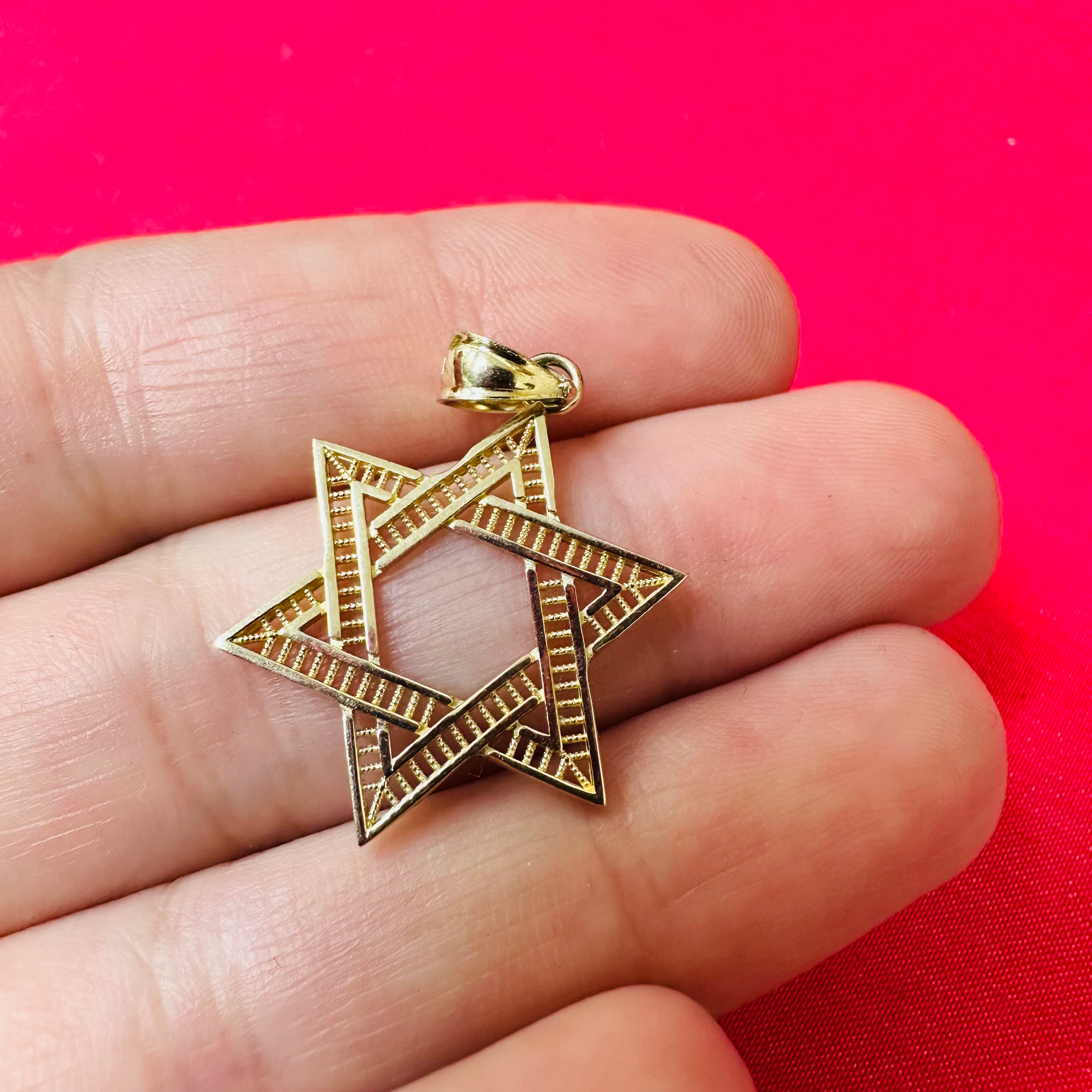 14K Yellow Gold Star of David 1.25"