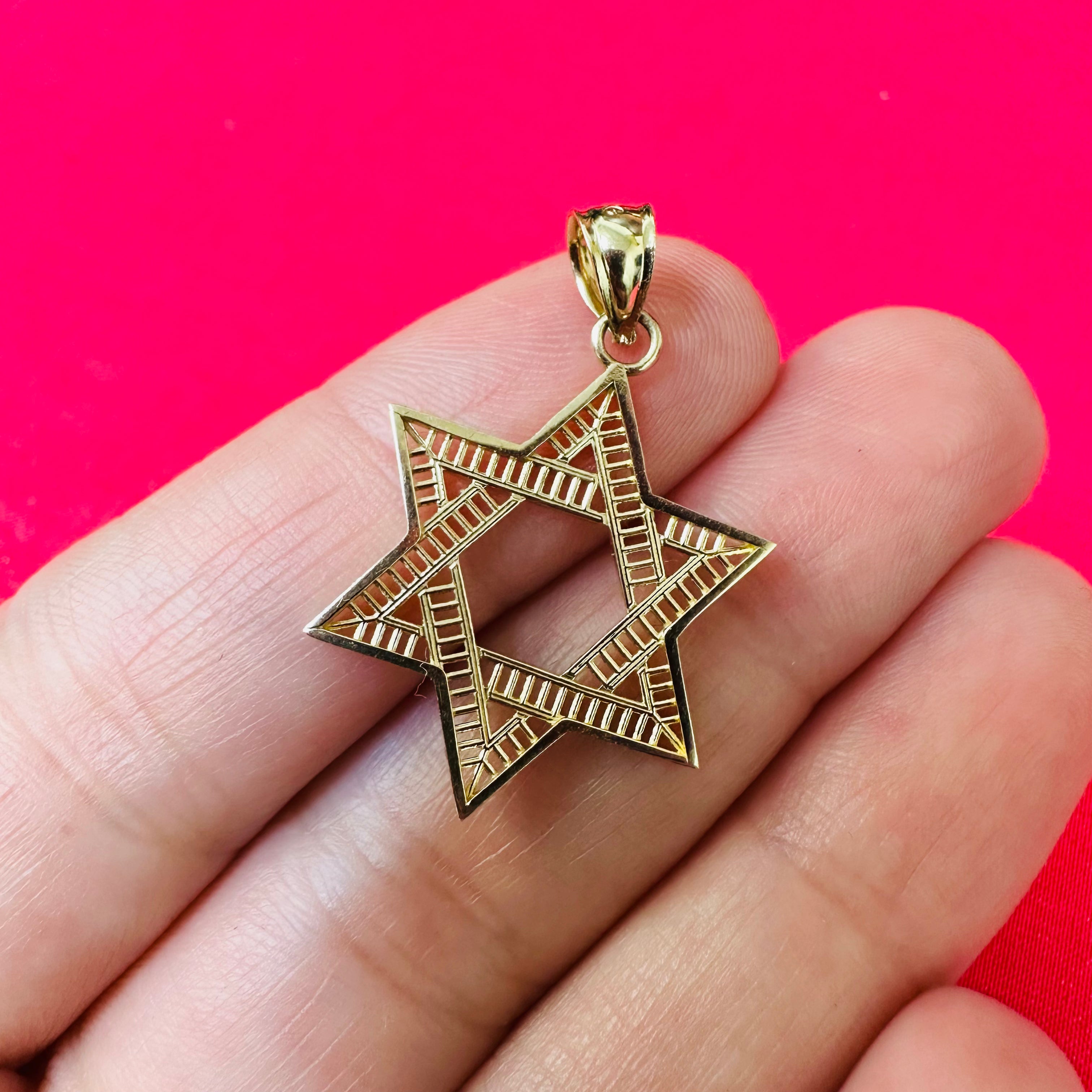 14K Yellow Gold Star of David 1.25"