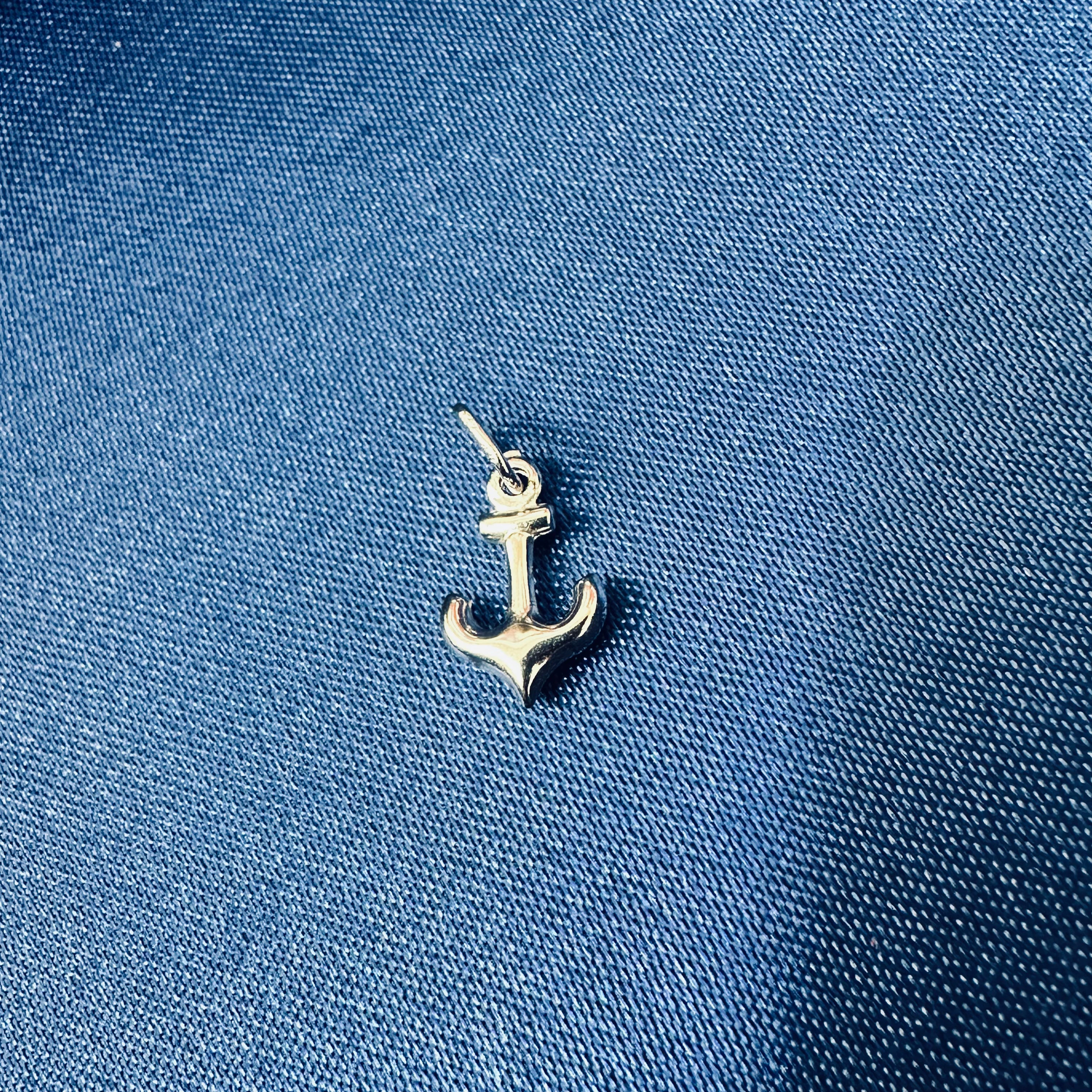 14K White Gold Anchor Charm