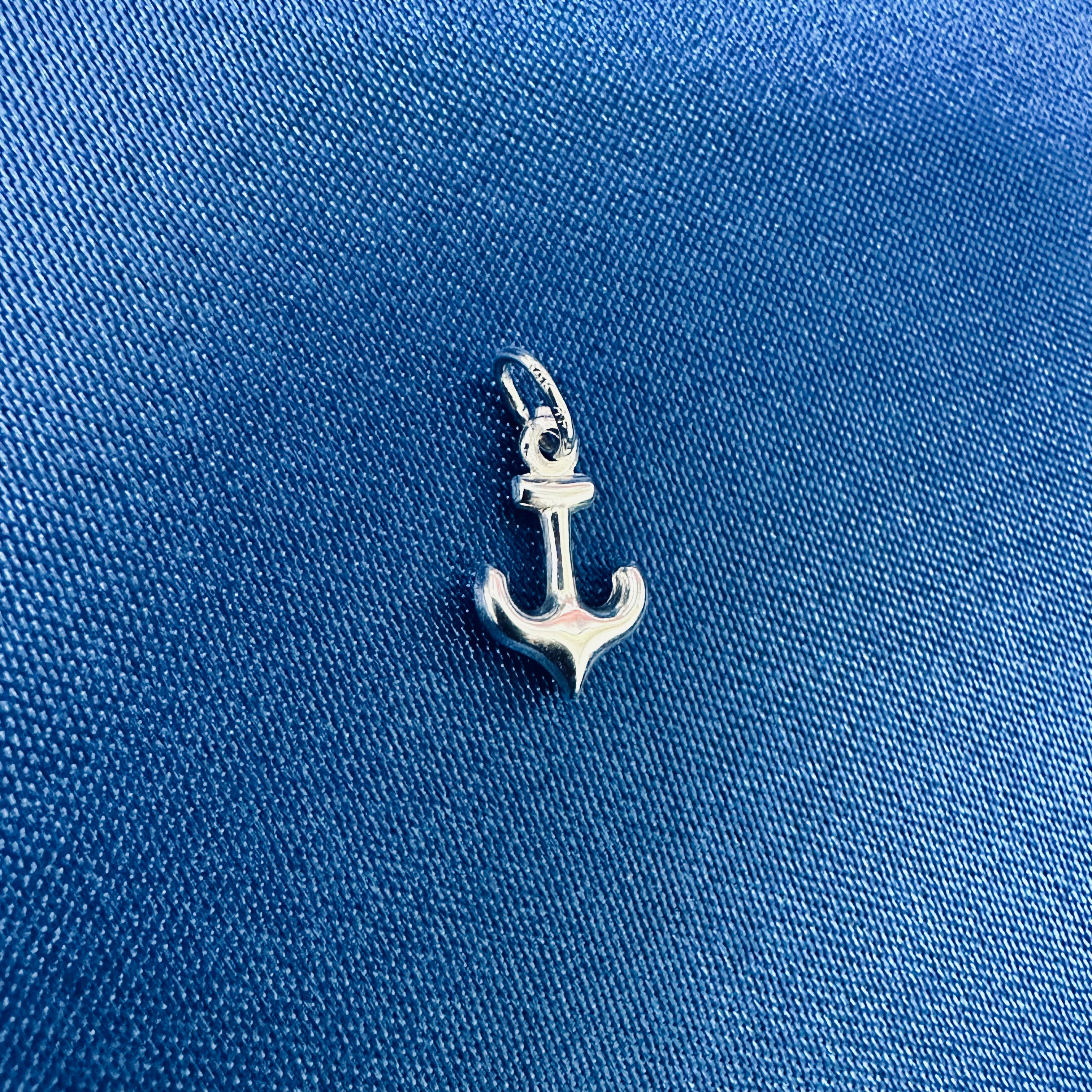 14K White Gold Anchor Charm