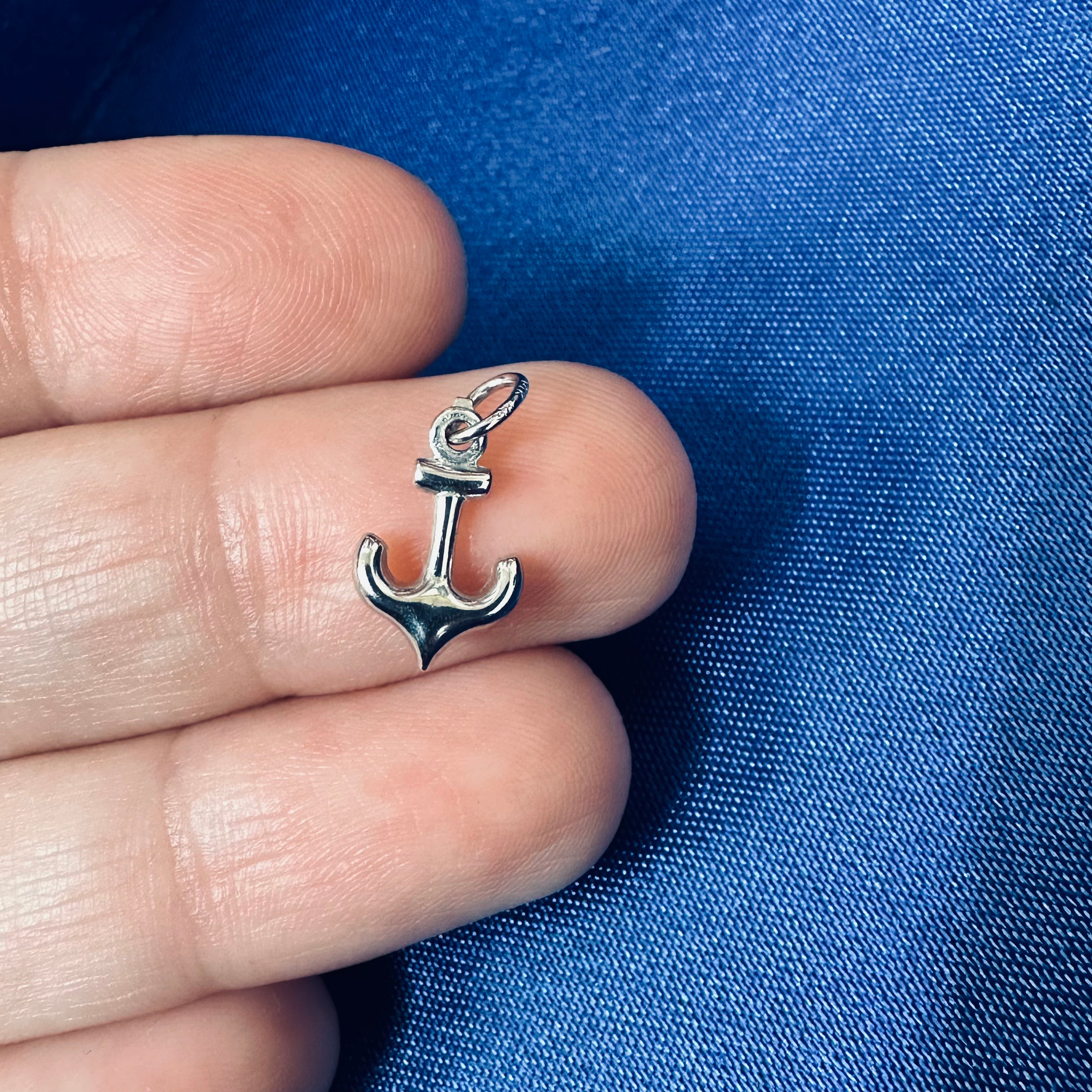 14K White Gold Anchor Charm