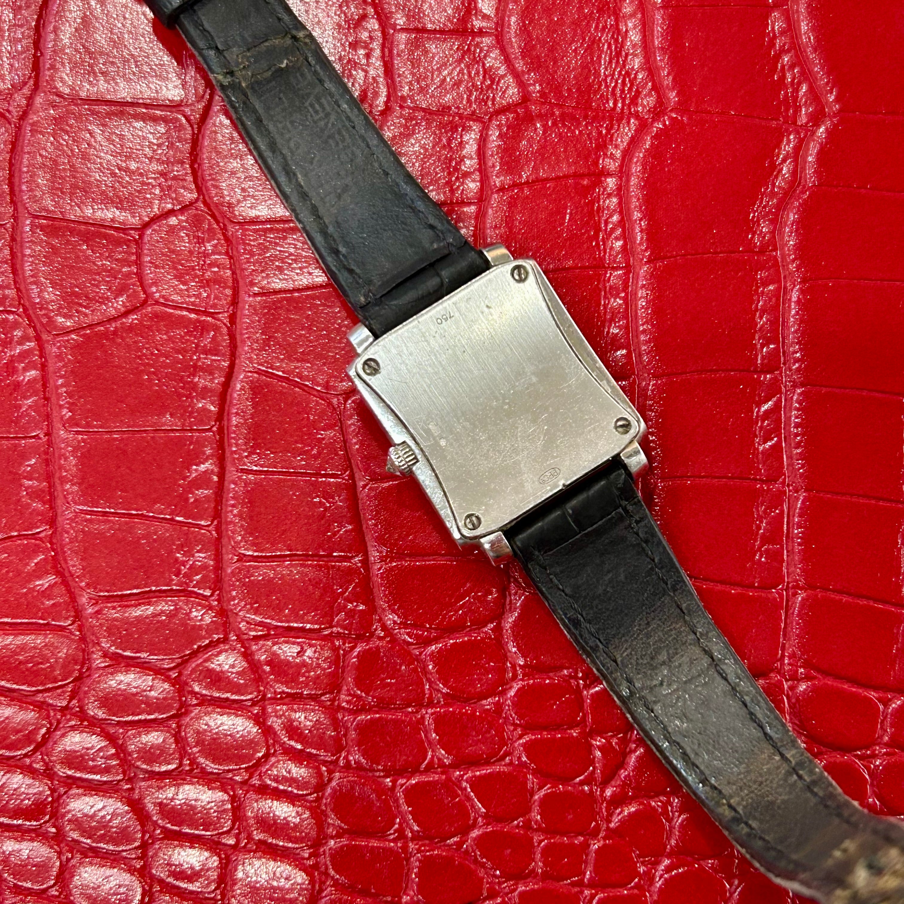 Patek Philippe Gondolo | Ref 4825/100G | Diamond Watch Black leather Strap