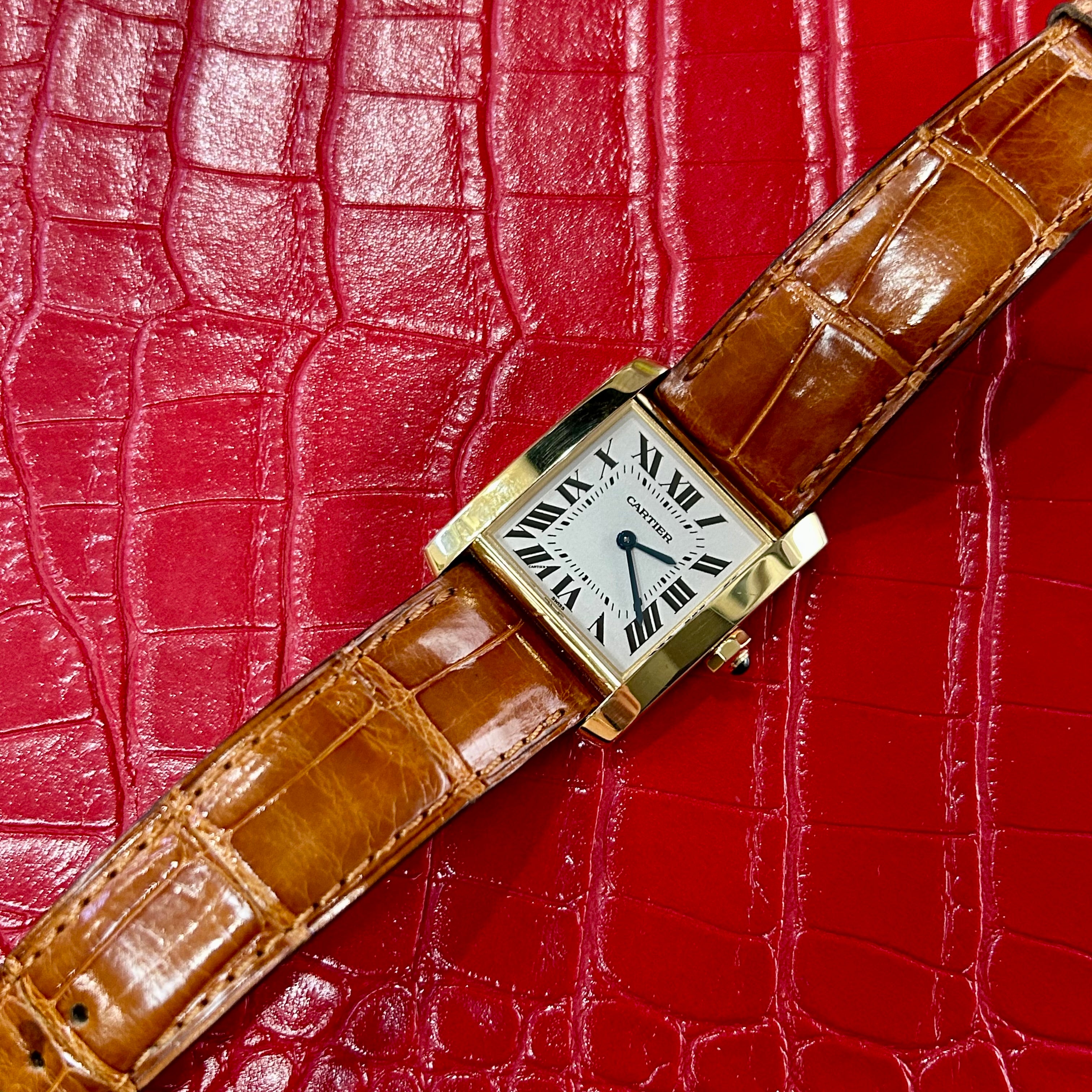 Cartier Tank Francaise | Ref 1821 | 25mm | Crocodile leather brown strap