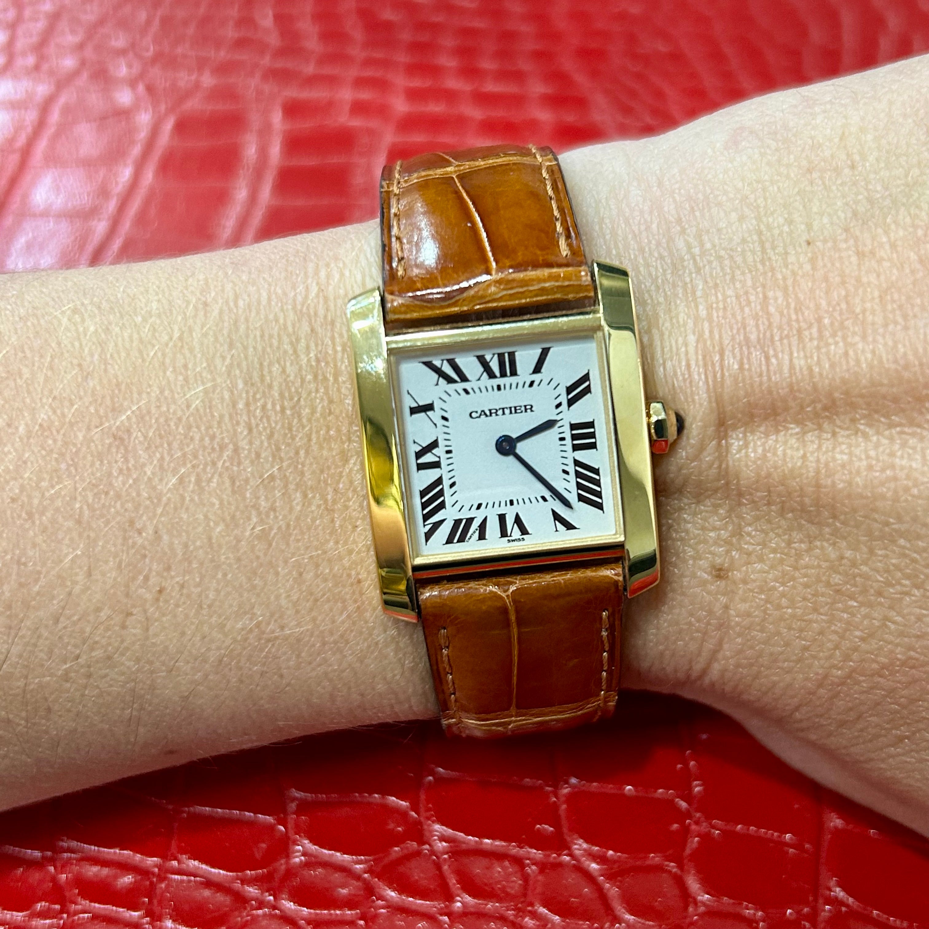 Cartier Tank Francaise | Ref 1821 | 25mm | Crocodile leather brown strap