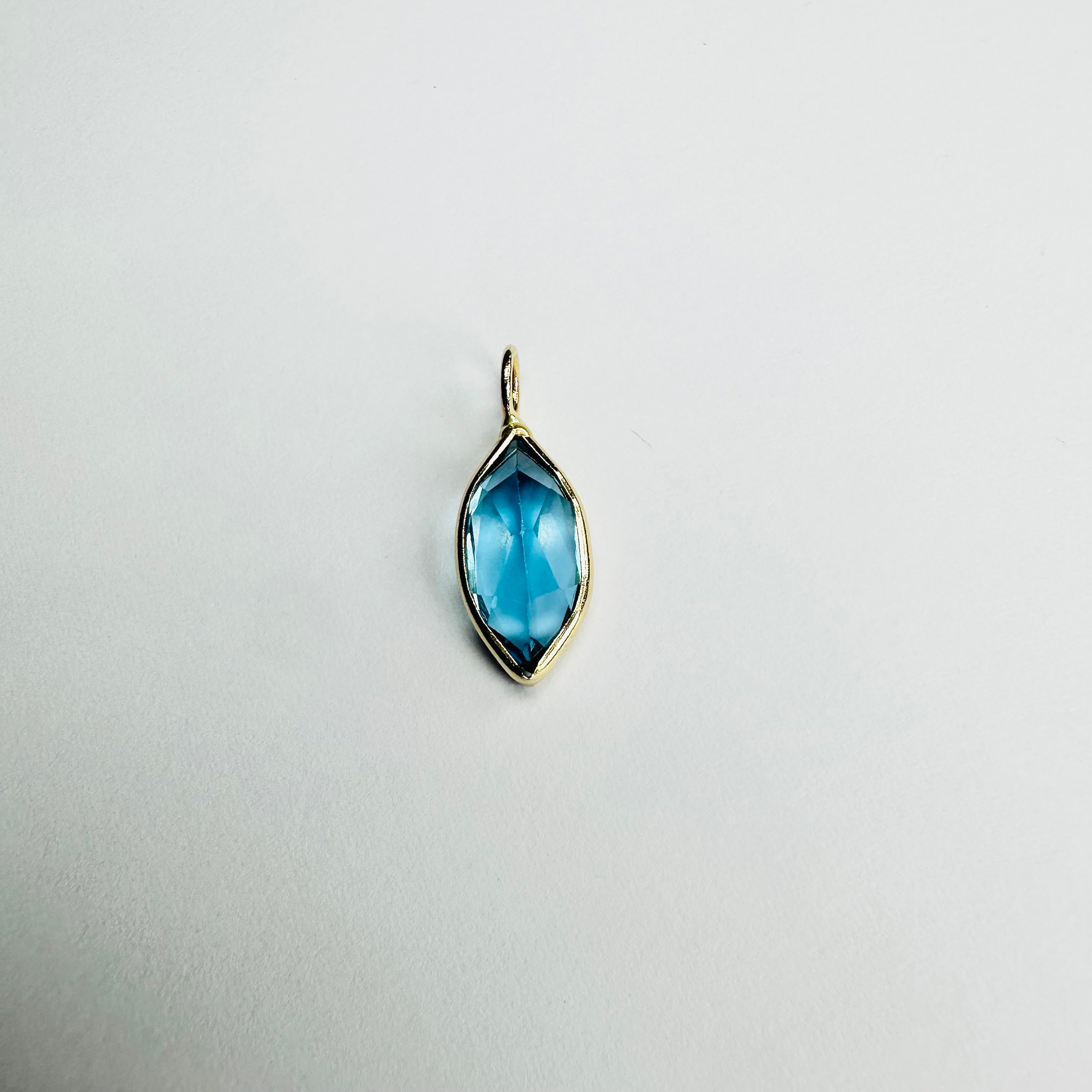 Blue Topaz 14K Yellow Gold Charm Marquise Shape