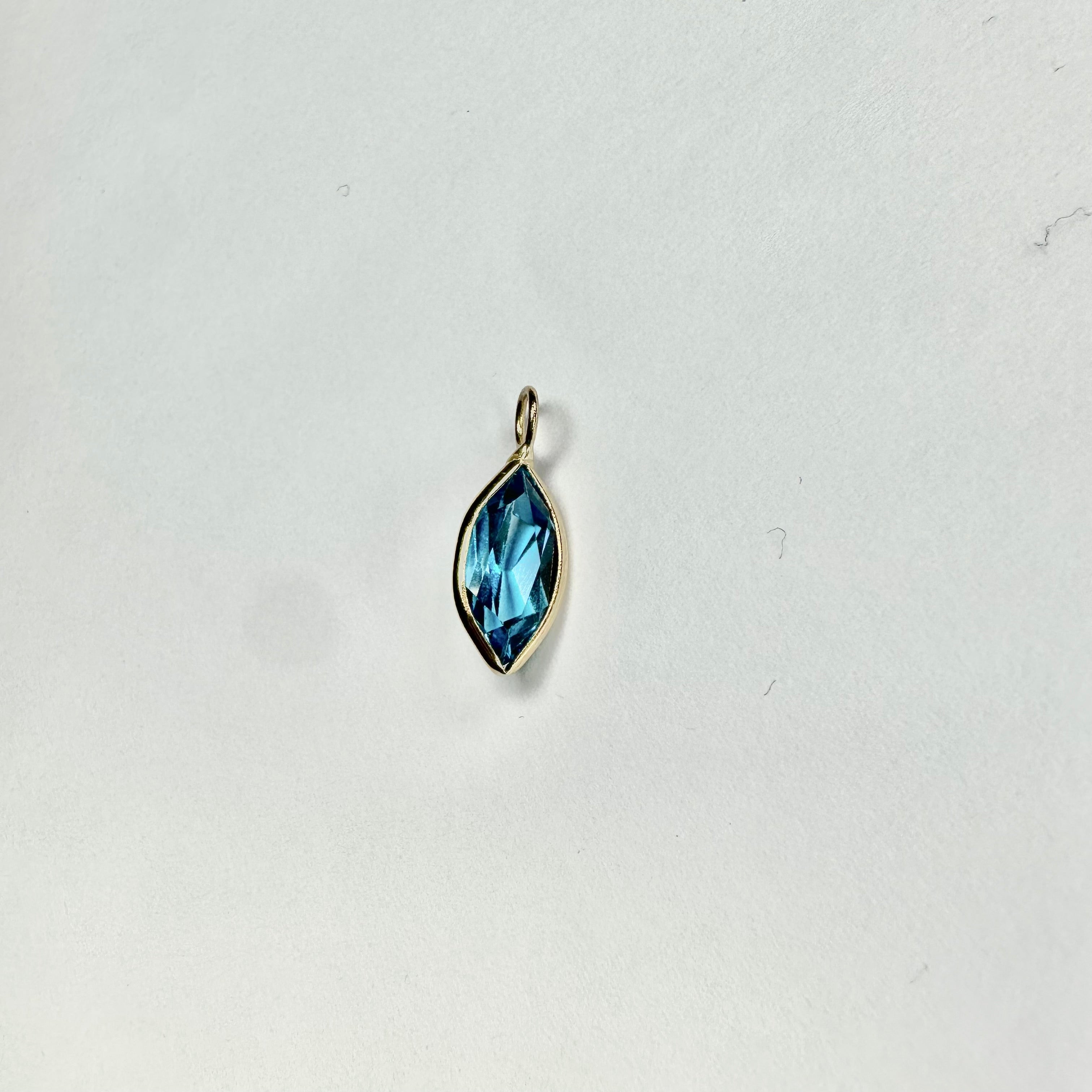 Blue Topaz 14K Yellow Gold Charm Marquise Shape