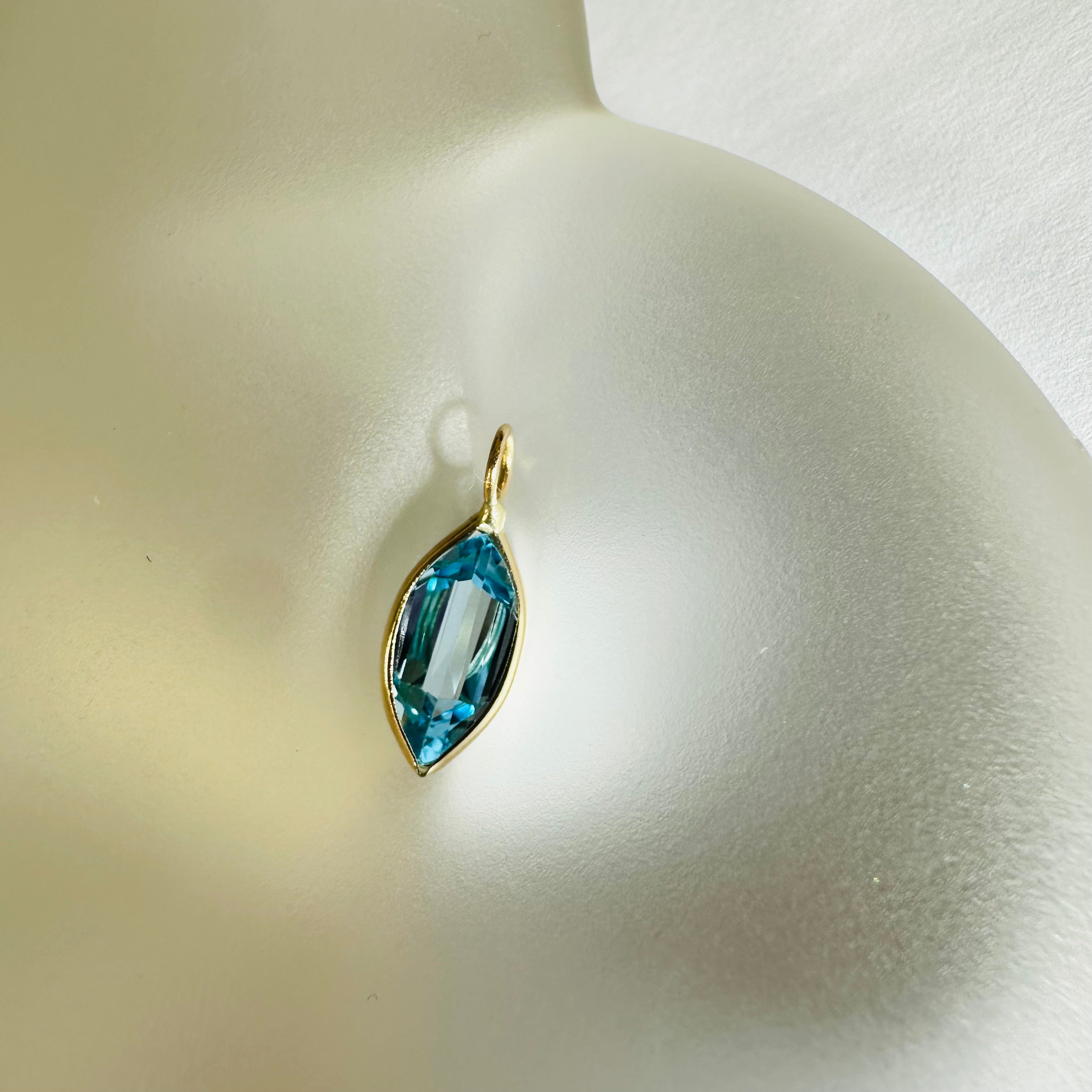 Blue Topaz 14K Yellow Gold Charm Marquise Shape