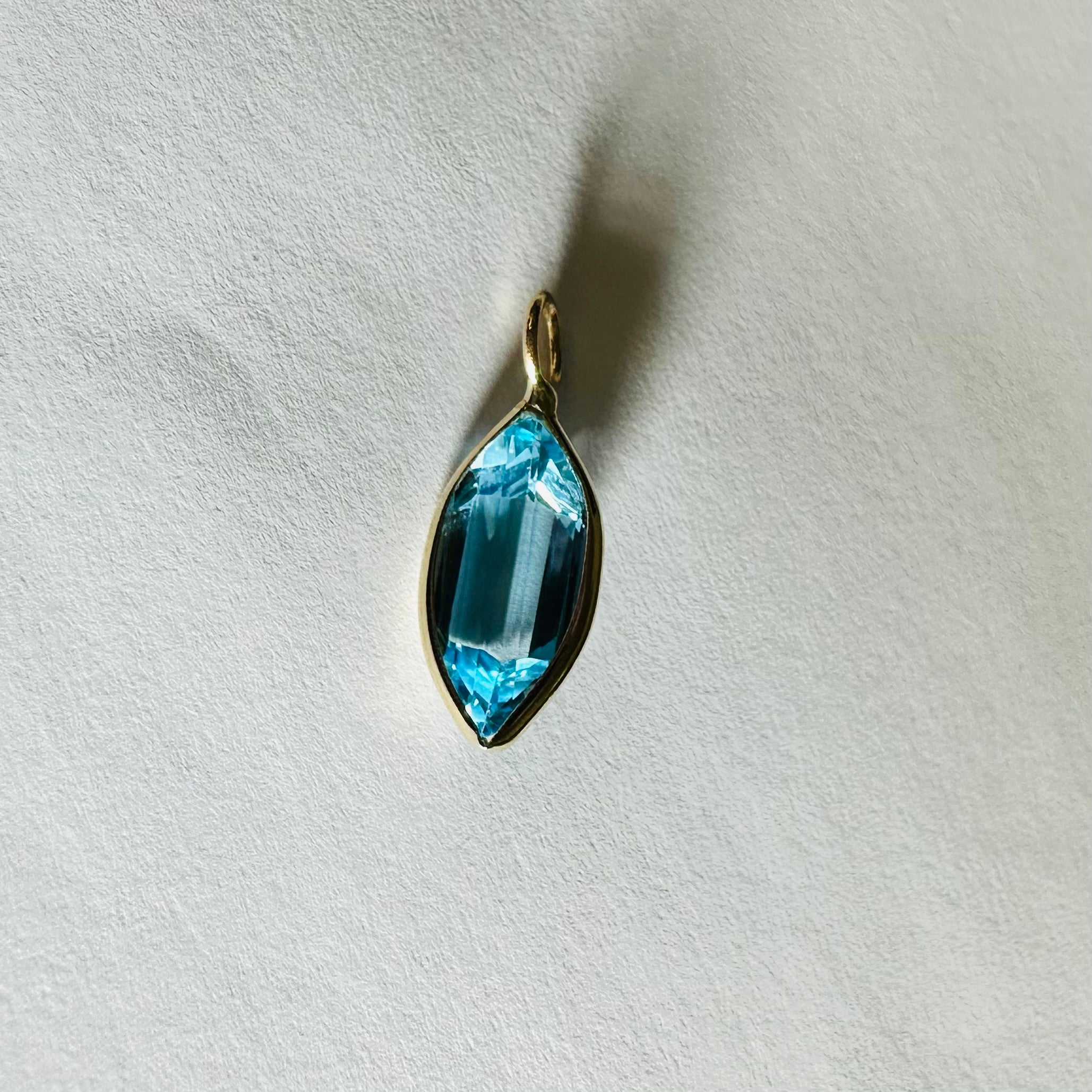 Blue Topaz 14K Yellow Gold Charm Marquise Shape