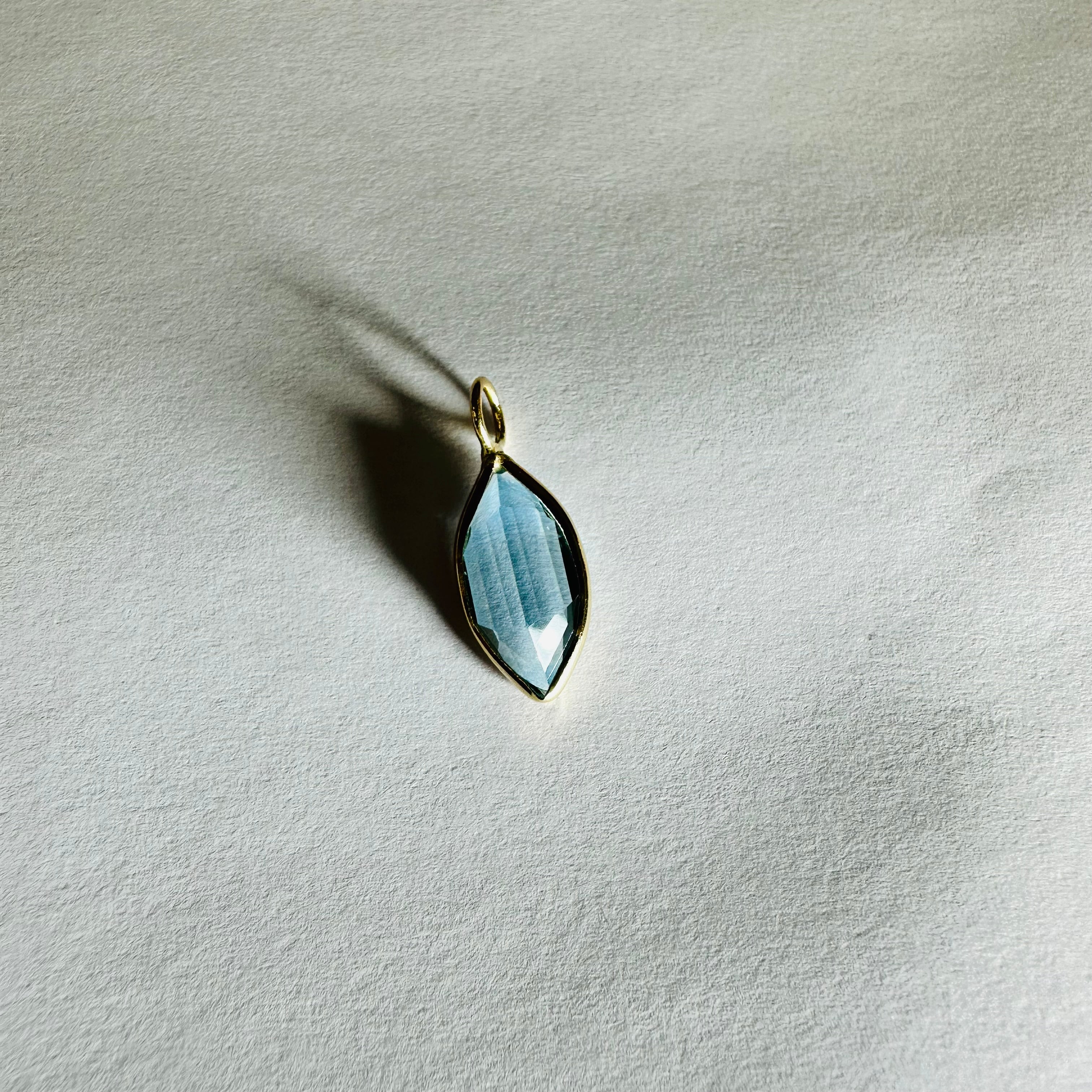 Blue Topaz 14K Yellow Gold Charm Marquise Shape