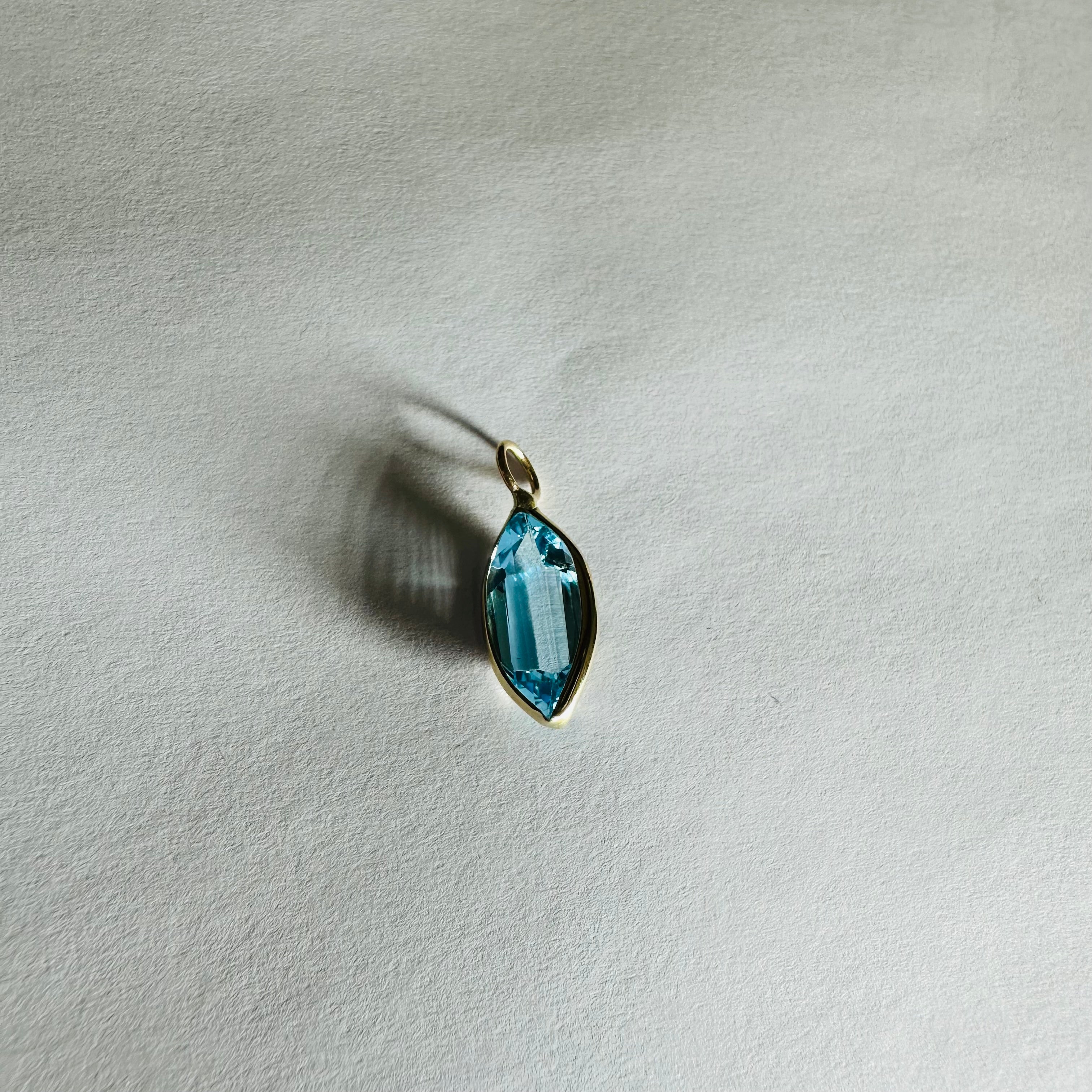 Blue Topaz 14K Yellow Gold Charm Marquise Shape