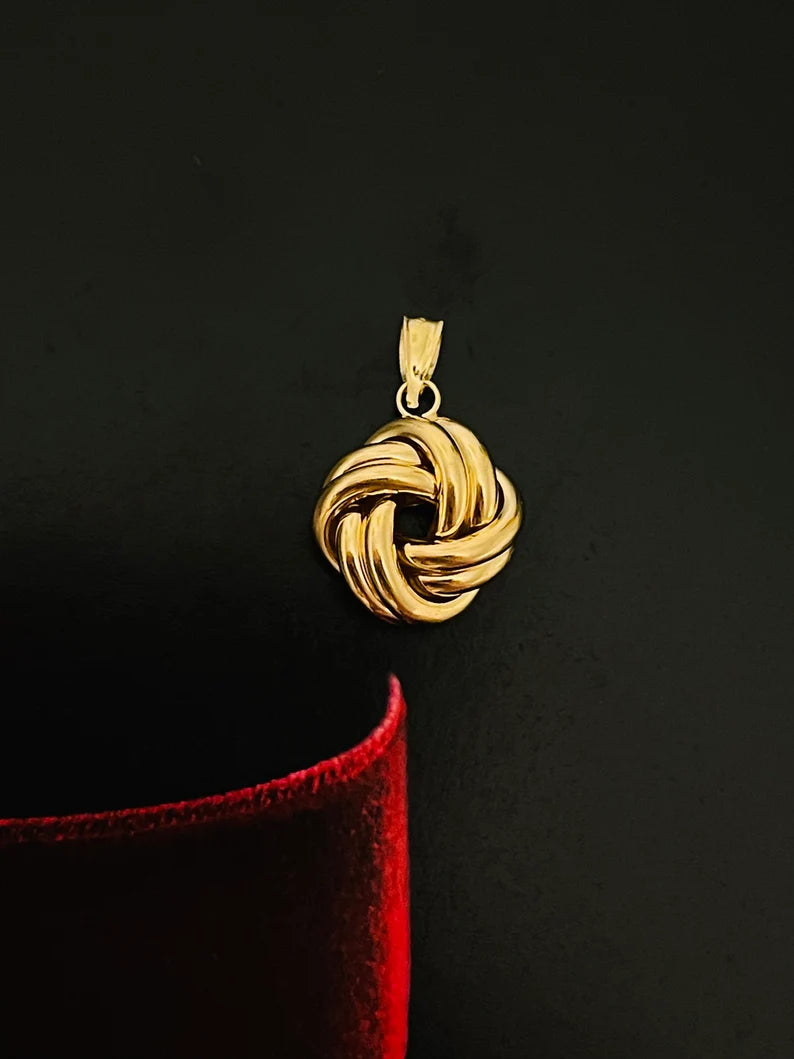 1/2" 14K Yellow Gold Lovers Knot Pendant Charm