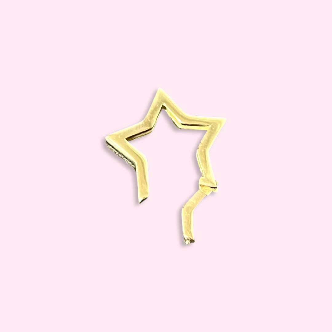 Solid 14K Gold Star Carabiner Charm Connector 10mm 1.1g