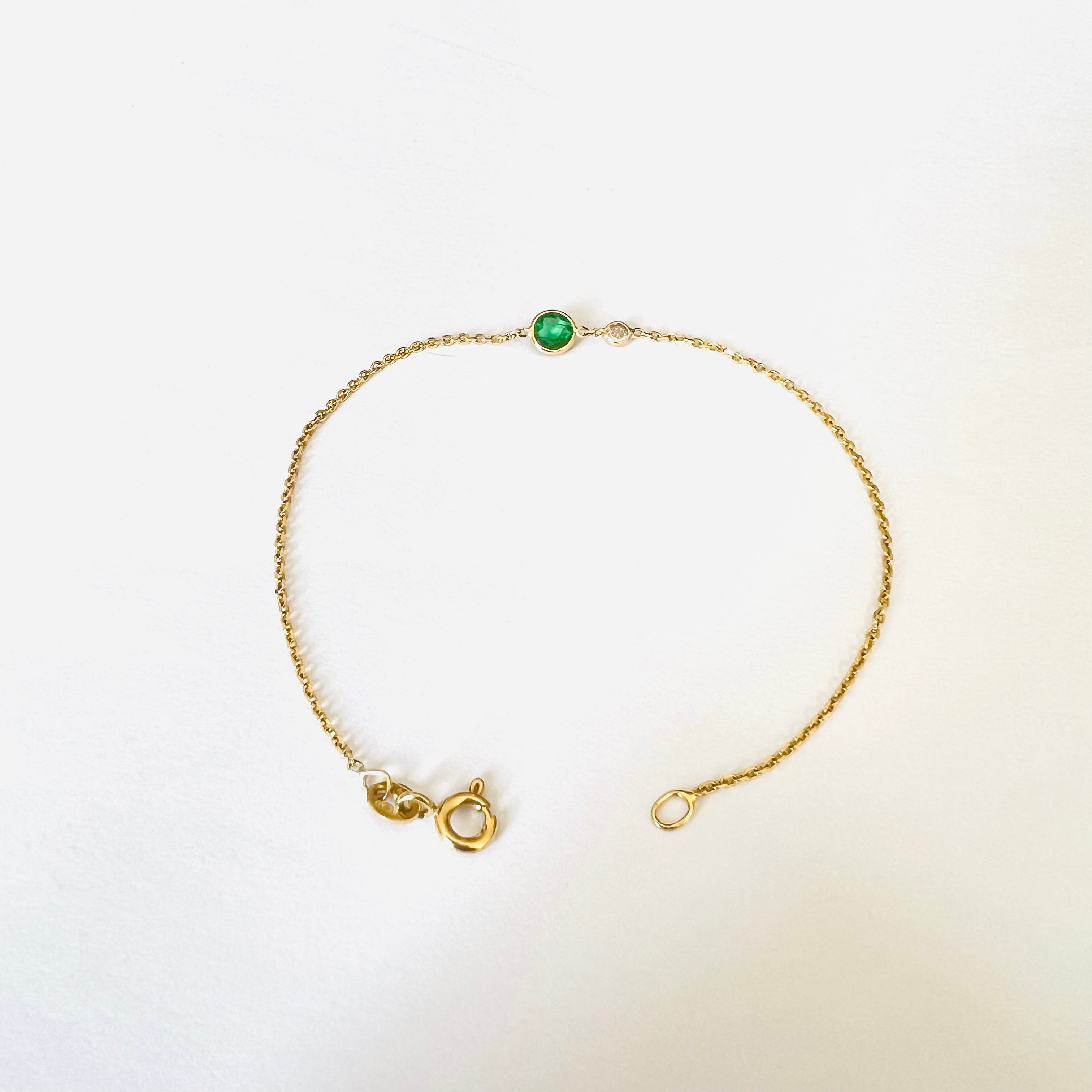 Emerald And Diamond Bracelet in Solid 14k Yellow Gold 6.25"