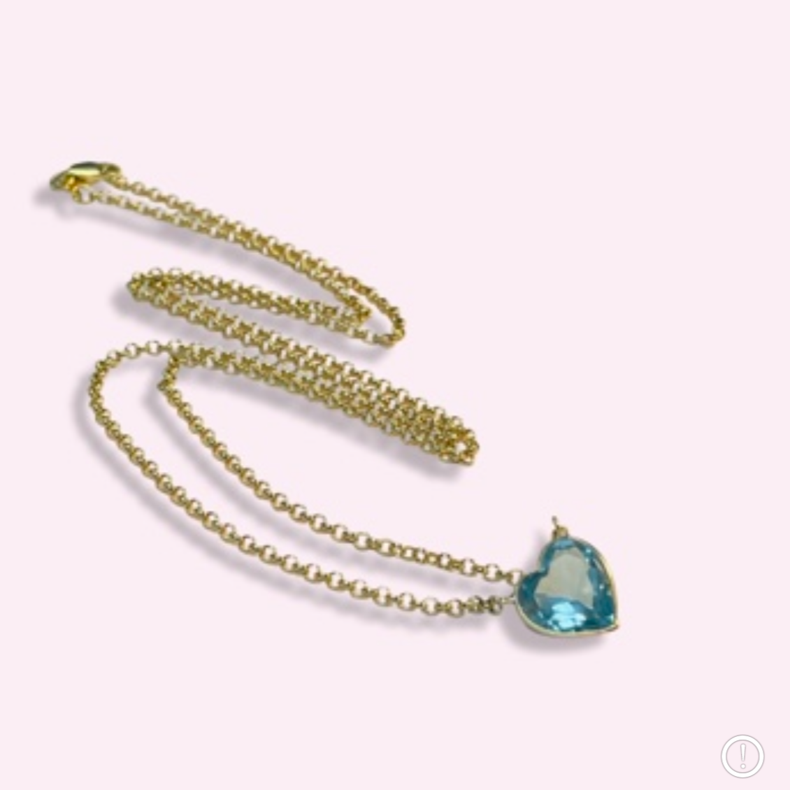 Blue Topaz Heart 14K Yellow Gold Necklace