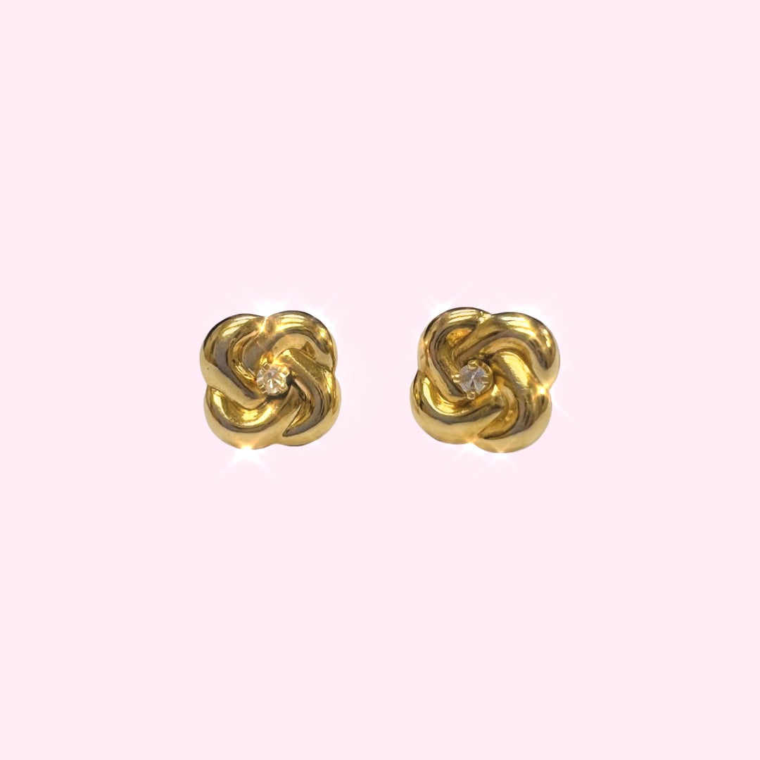 .05 CTW Diamond 14K Yellow Gold Stud Flower Earrings
