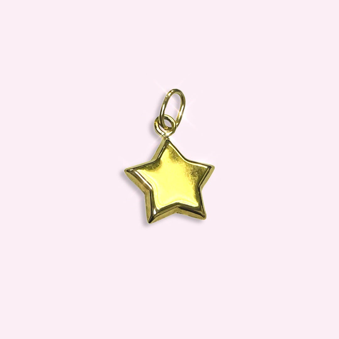 14K Yellow Gold Puffy Star Charm