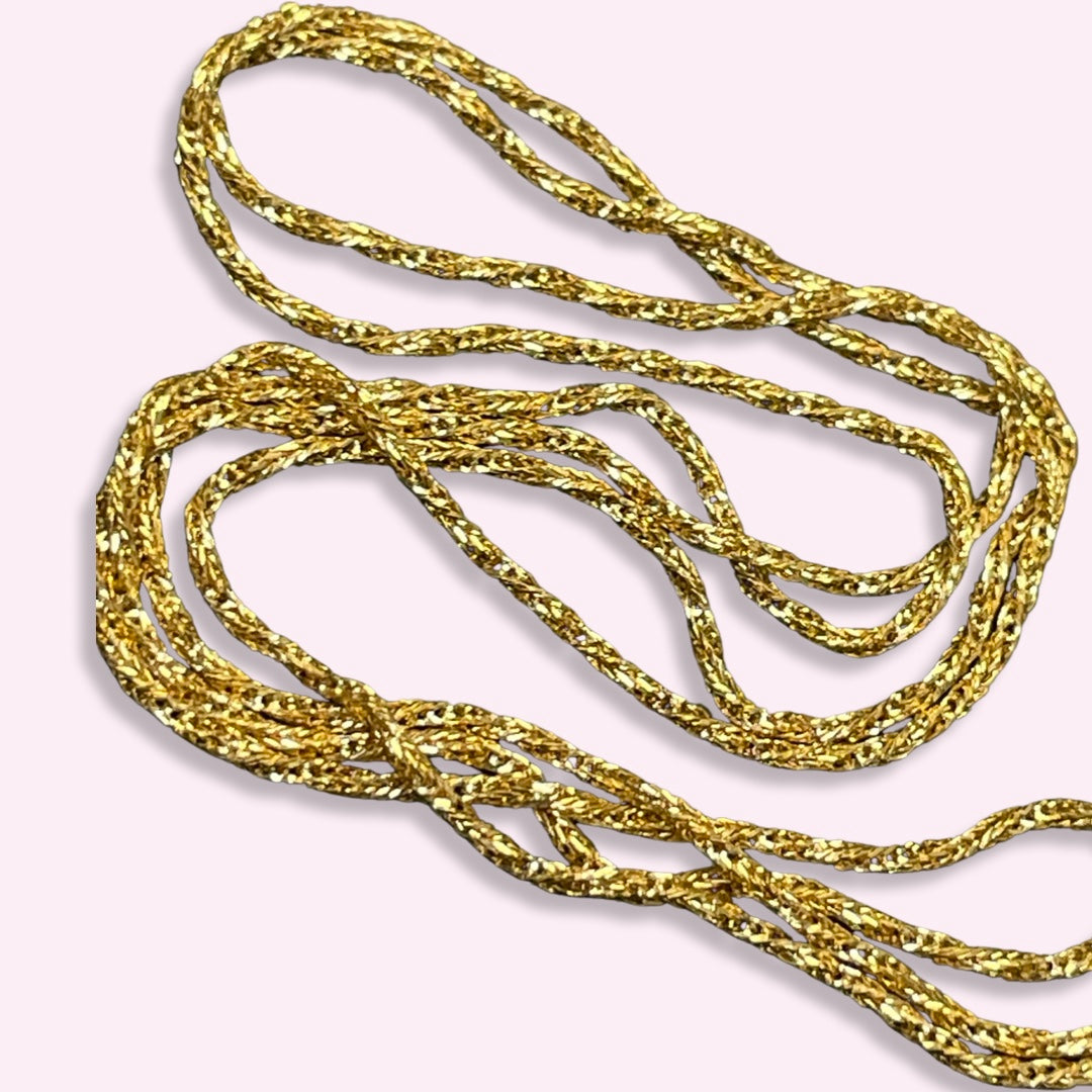 18K Yellow Gold Sparkly Twisted Wheat Specialty Chain 20"