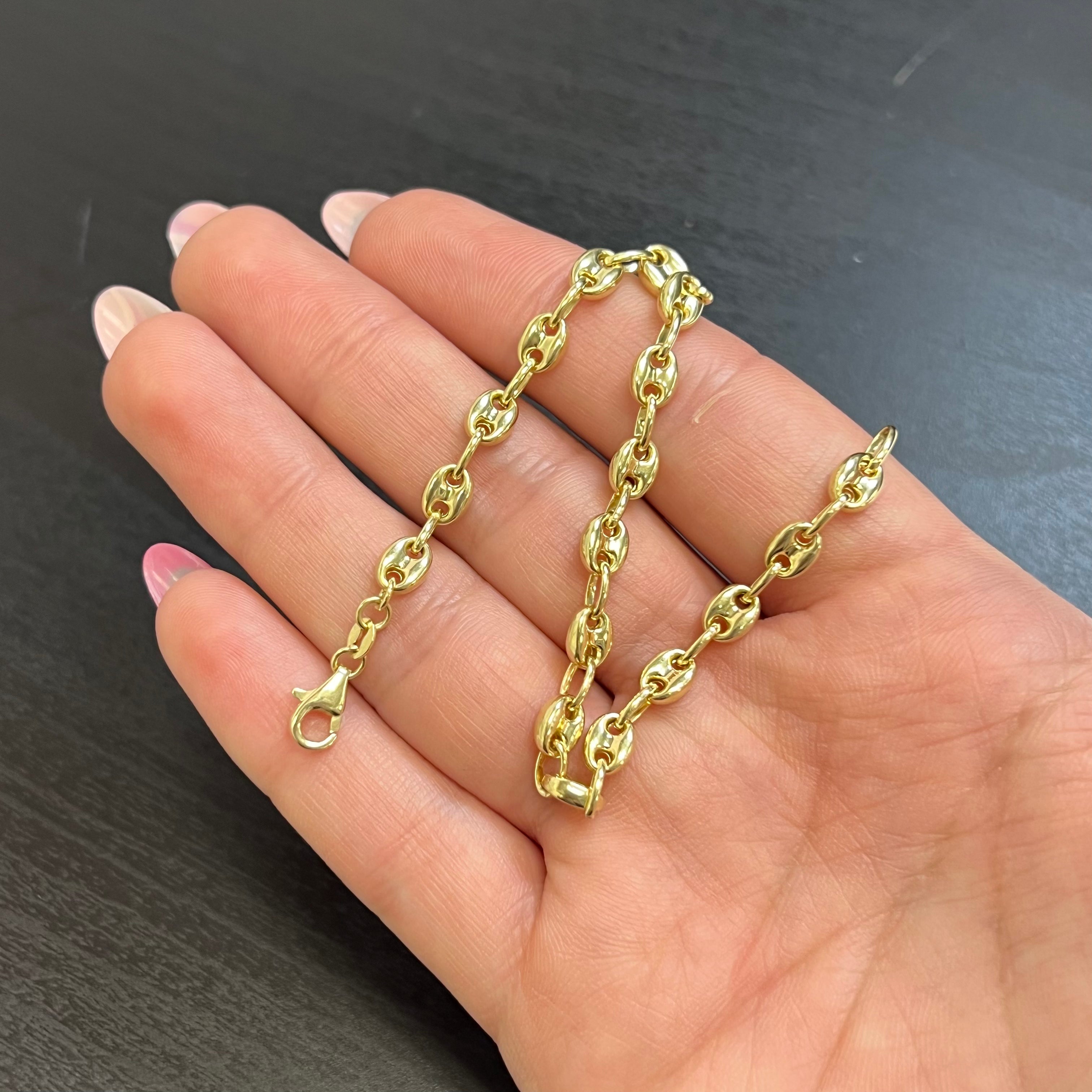 7.4" 6mm Solid 14K Yellow Gold Wide Gucci Link Bracelet