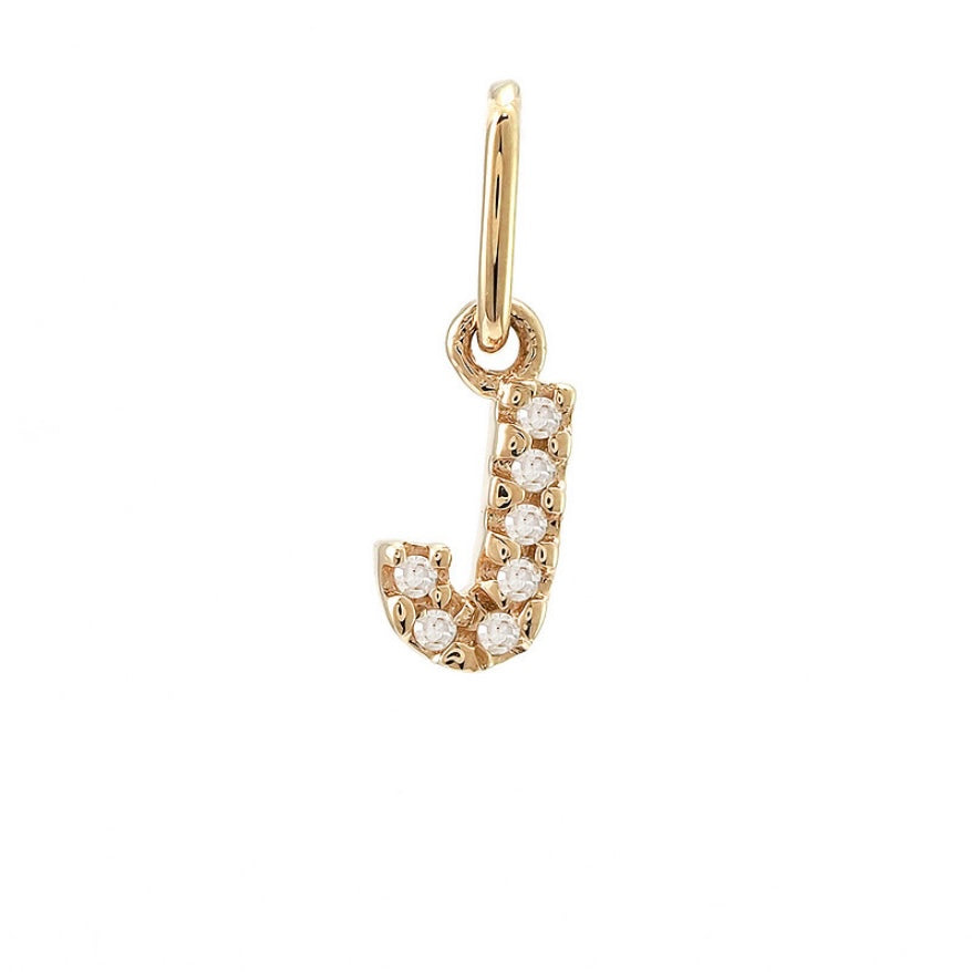 14K Yellow Gold Diamond Initial  Pendant Charms